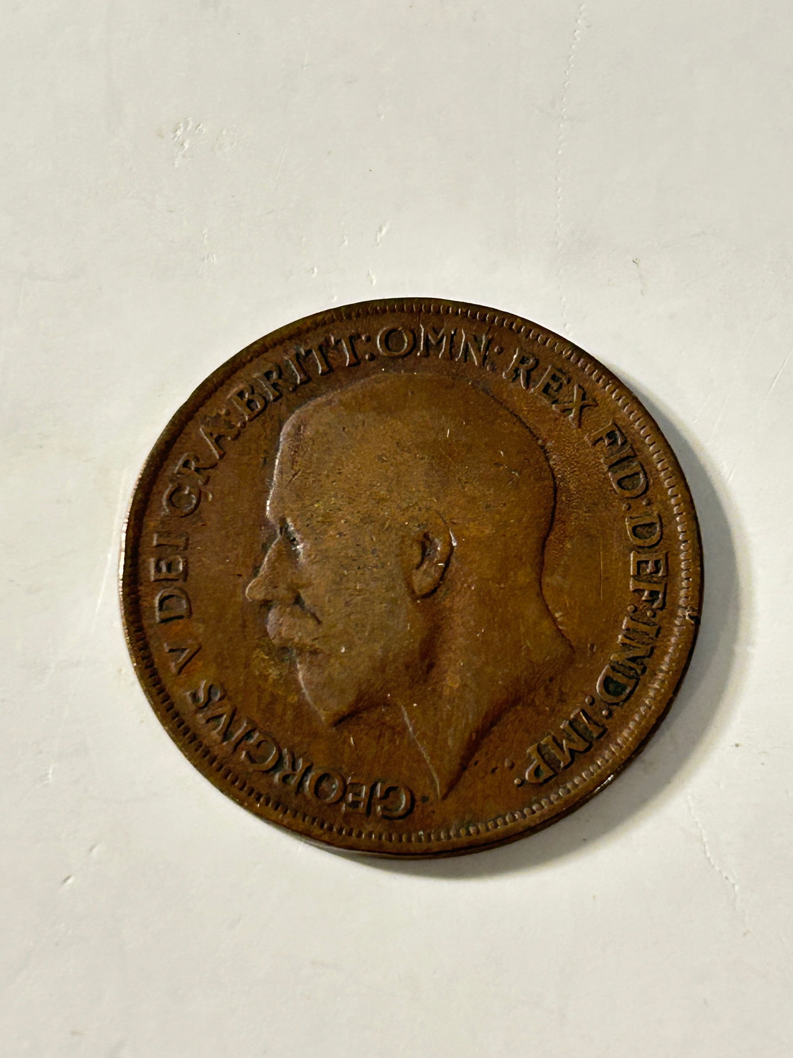Vintage 1919 Great Britain United Kingdom UK King GEORGE V Antique Penny Coin: Vintage 1919 Great Britain United Kingdom UK King GEORGE V Antique Penny Coin