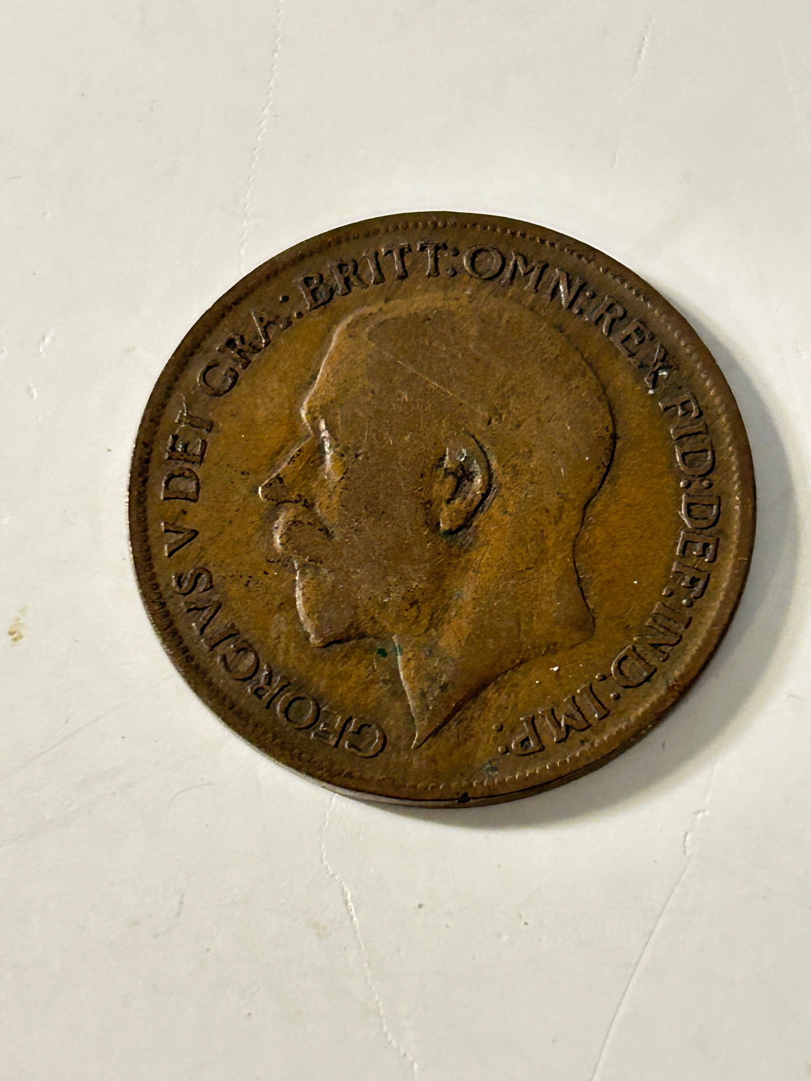 1921 Great Britain United Kingdom UK King GEORGE V Antique Penny Coin (1 of 2)