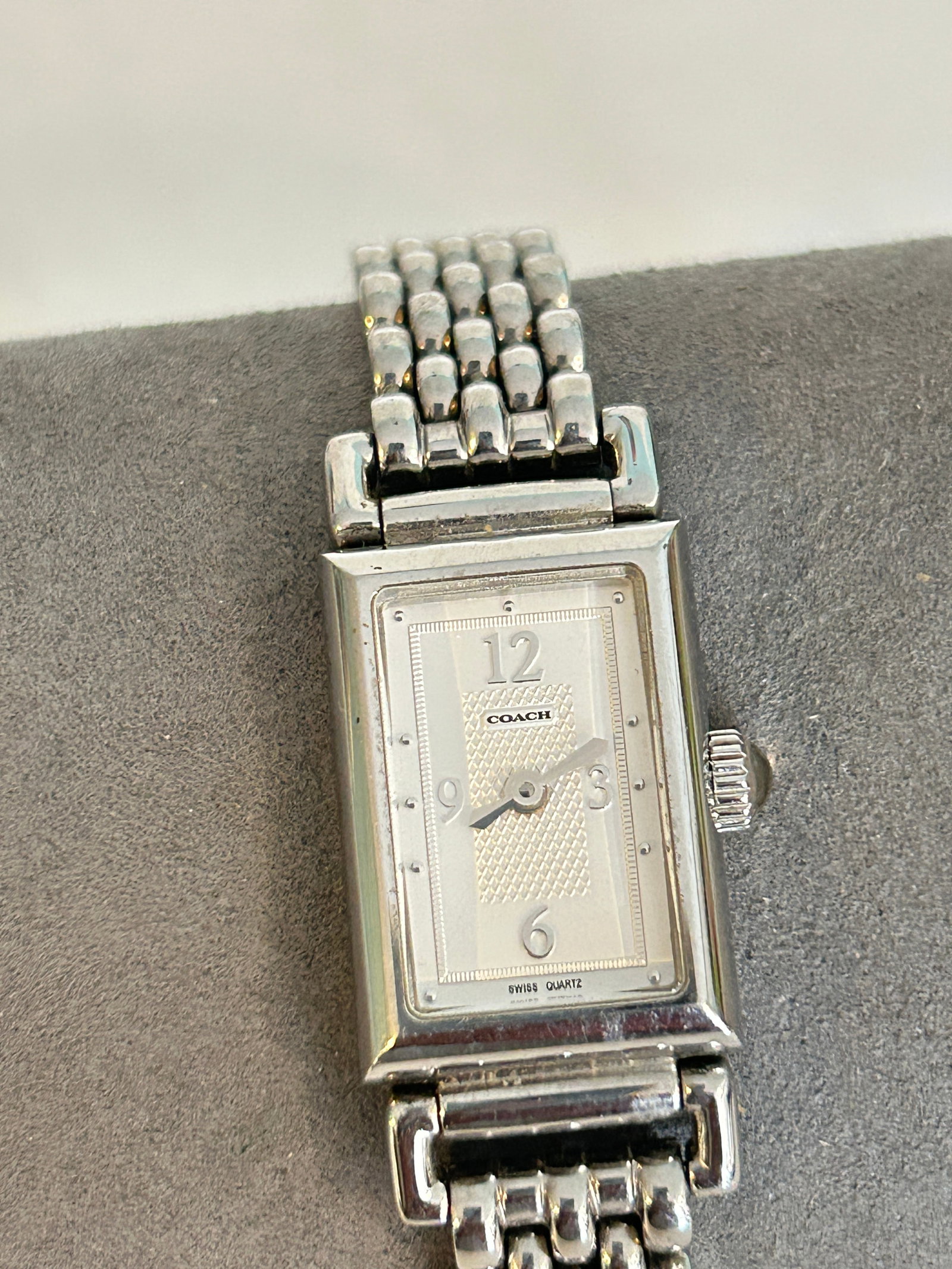 Vintage Coach Stainless Steel Ladies Watch Rectangle working: Vintage Coach Stainless Steel Ladies Watch Rectangle working Please view all photos as they are part of the description and condition of this Item, Feel free to contact me with questions or picture re