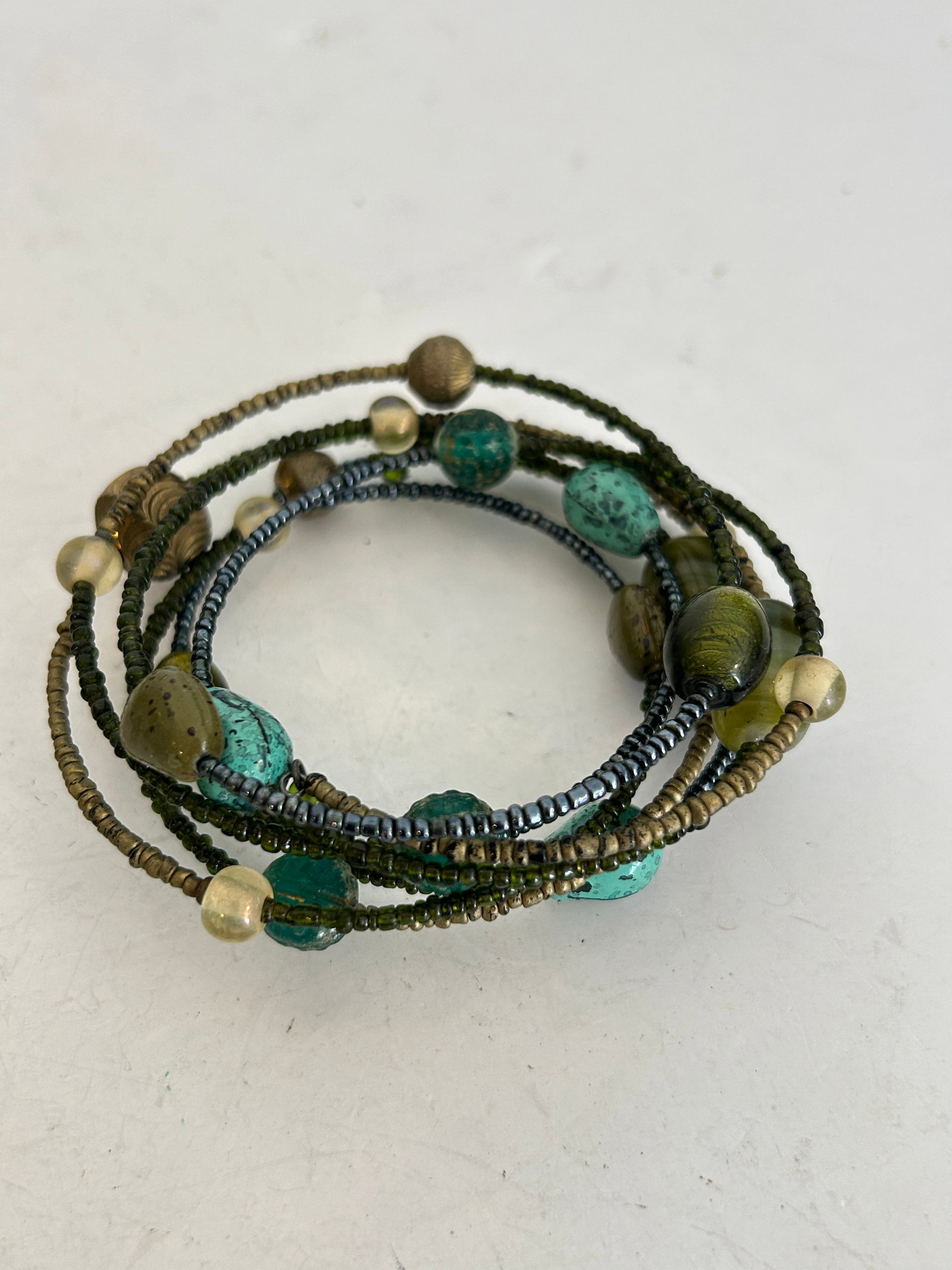 Vintage bohemian-style multi-strand memory wire wrap Bracelet (1 of 5)