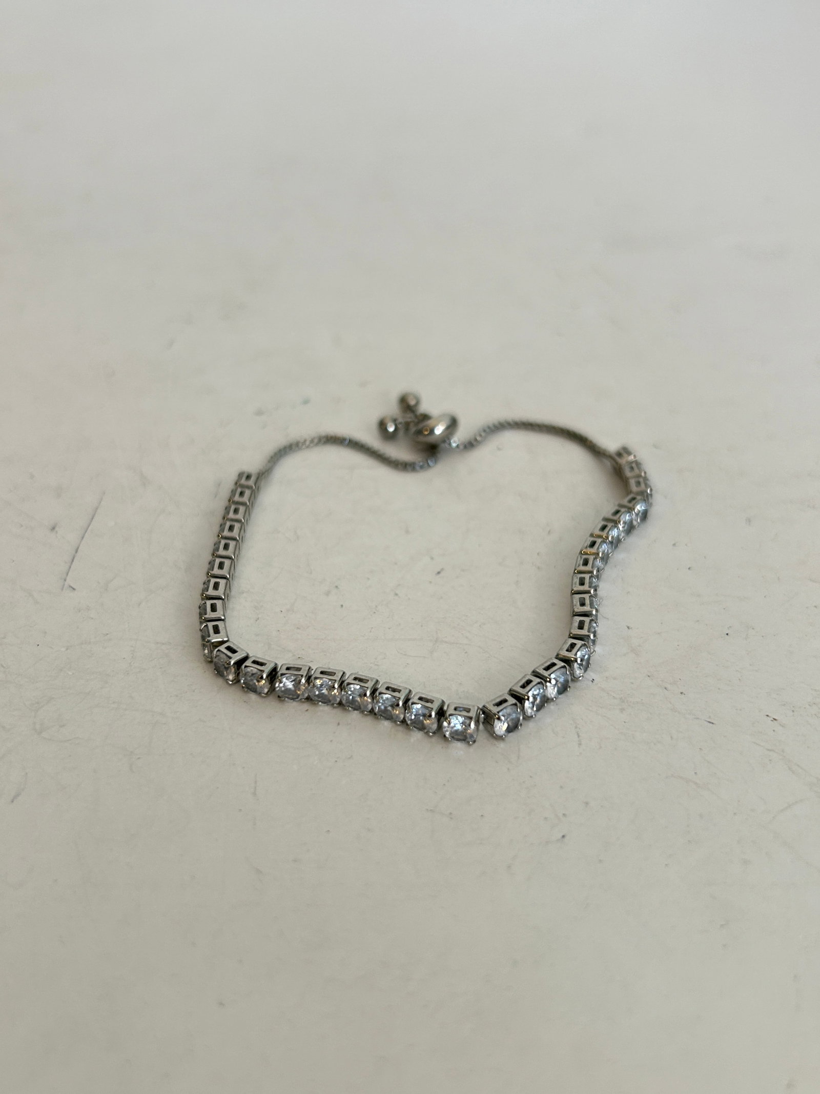 Vintage silver-tone rhinestone adjustable slider tennis Bracelet (1 of 4)