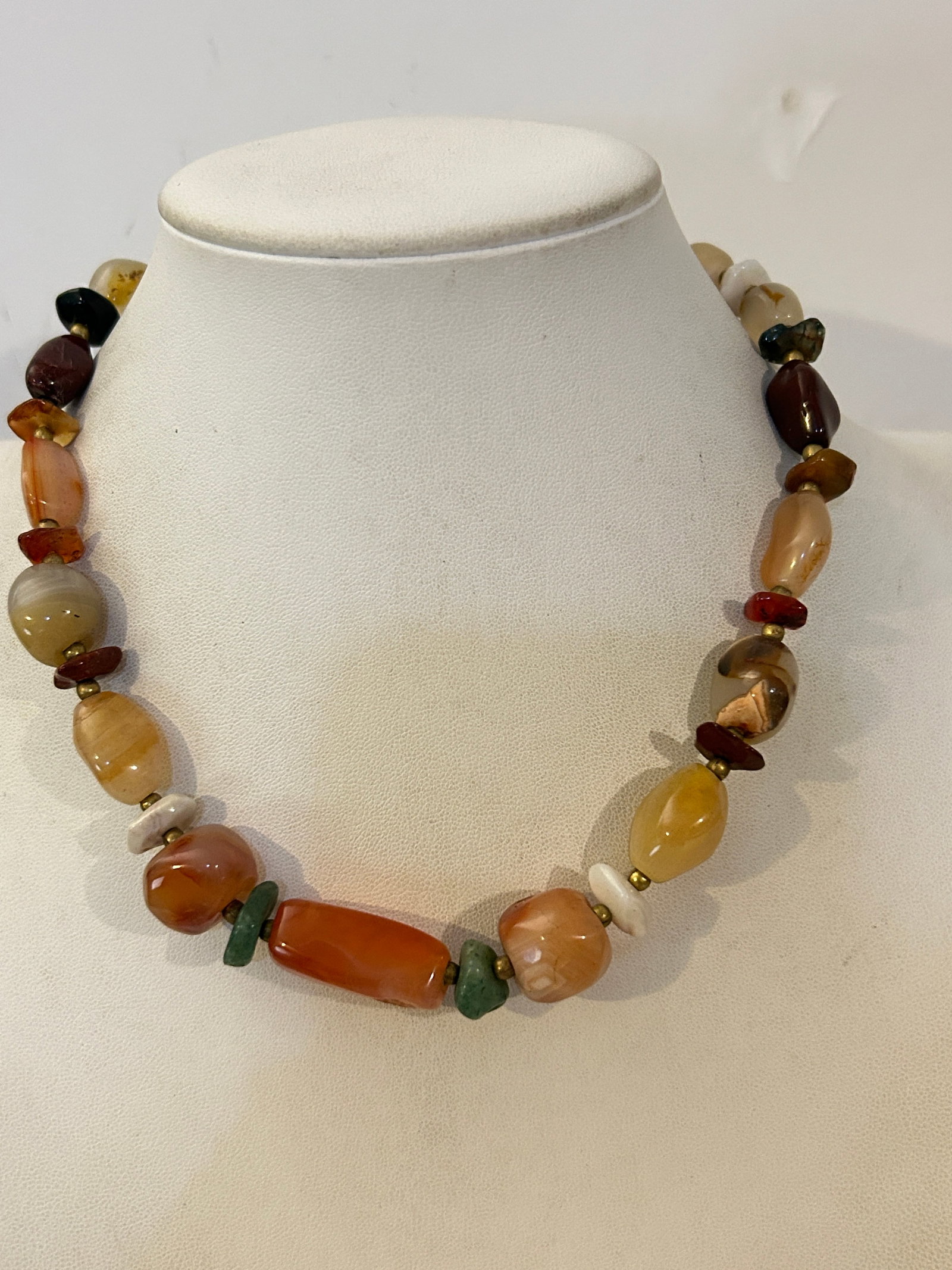 Vintage Multicolor Natural Stone & Bead Necklace 17" (1 of 5)