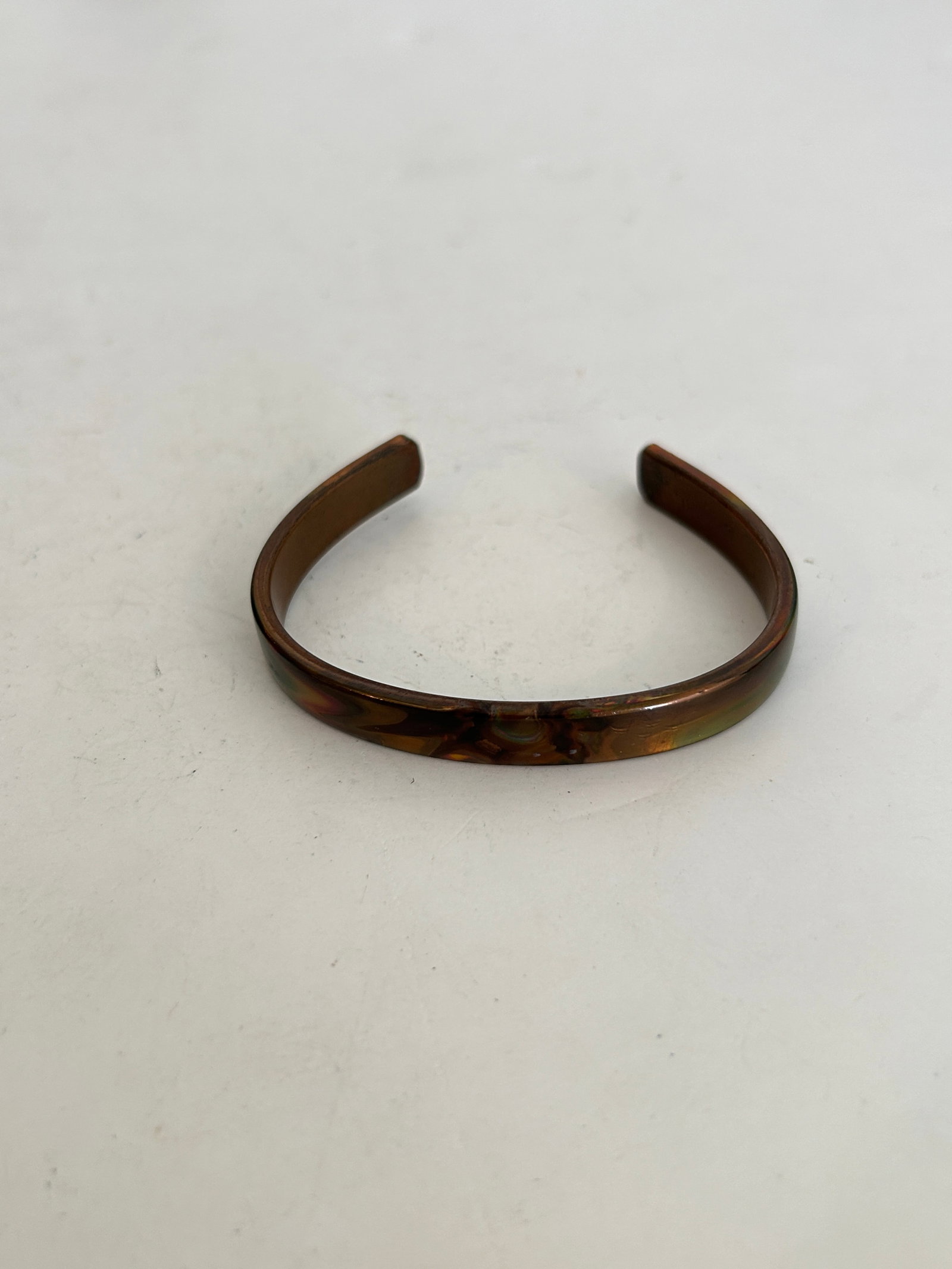 Vintage Flame painted copper synclastic bangle Bracelet 6" (1 of 4)