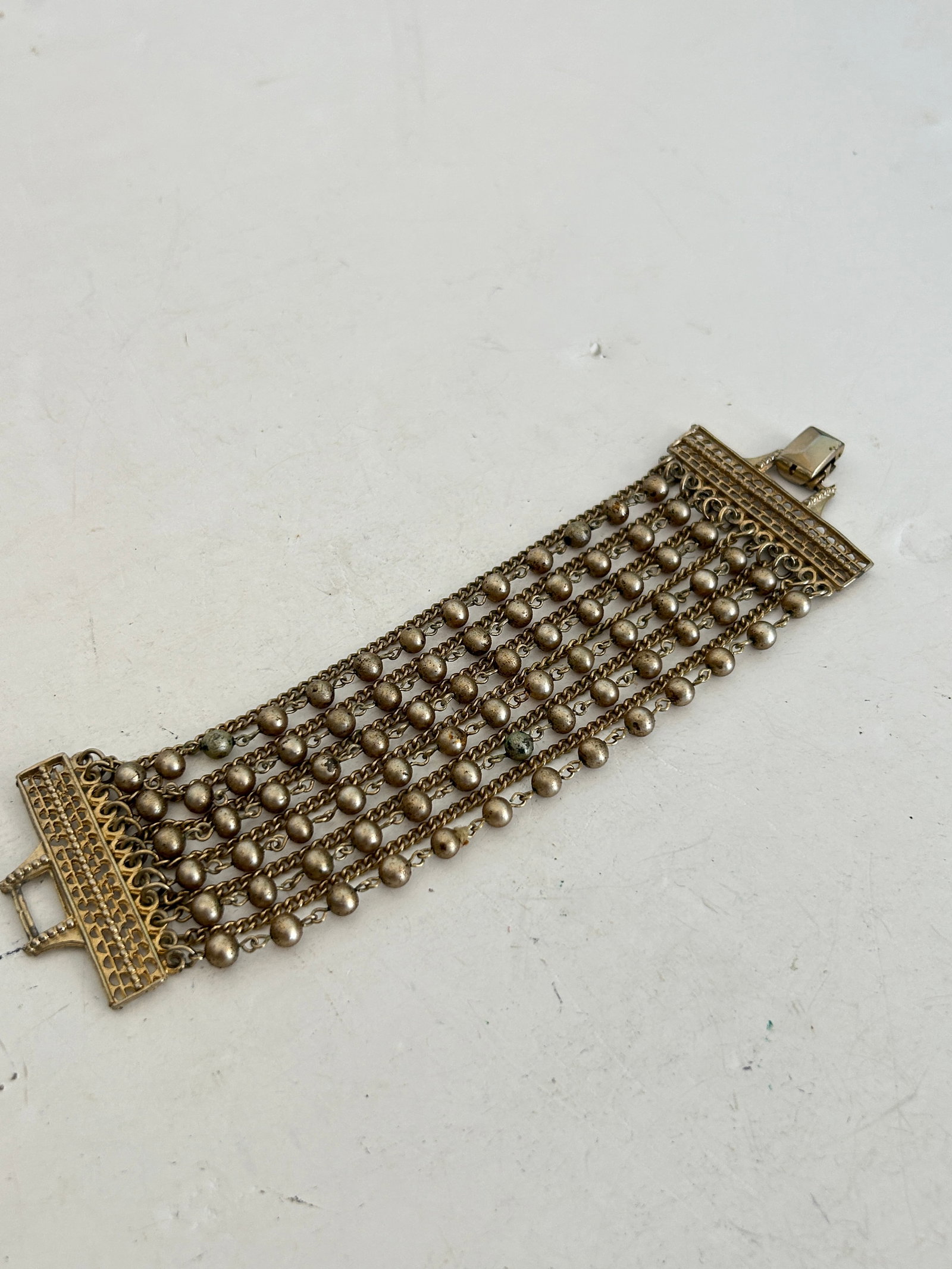 Vintage multi-strand bead and chain Bracelet 7"