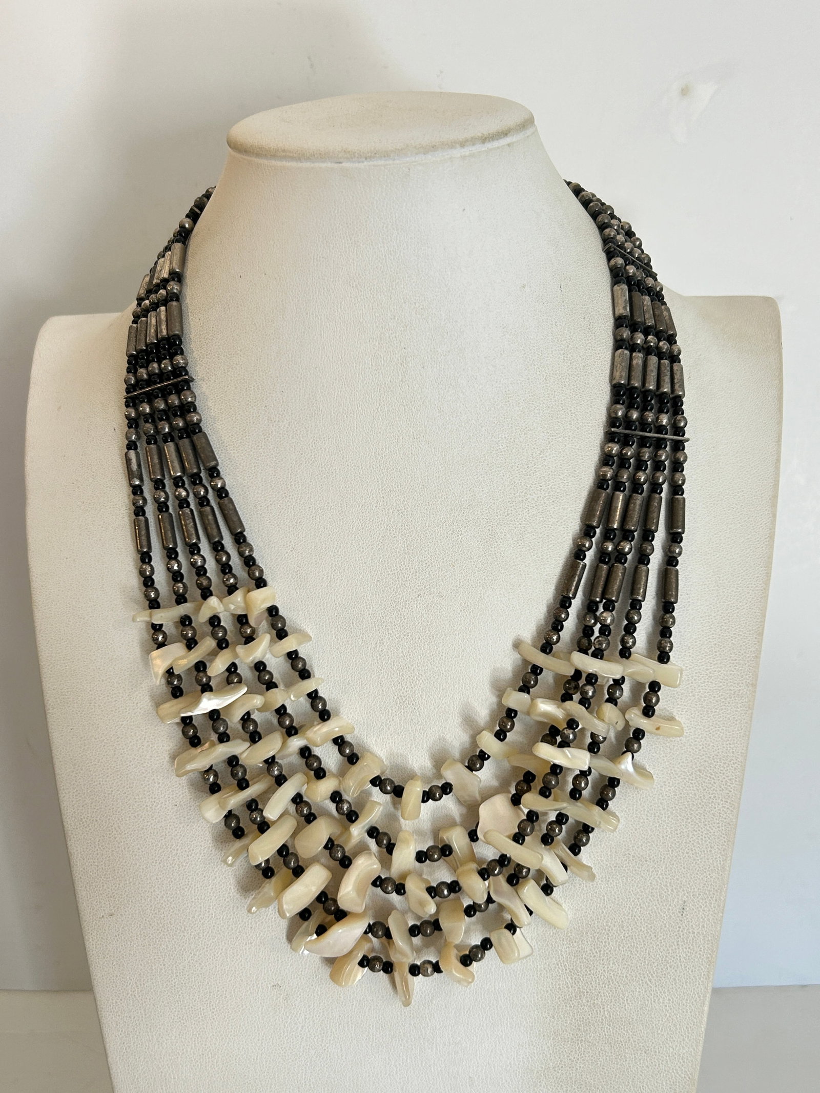 Vintage artisan handmade multi-strand tribal statement Necklace 19" (1 of 5)