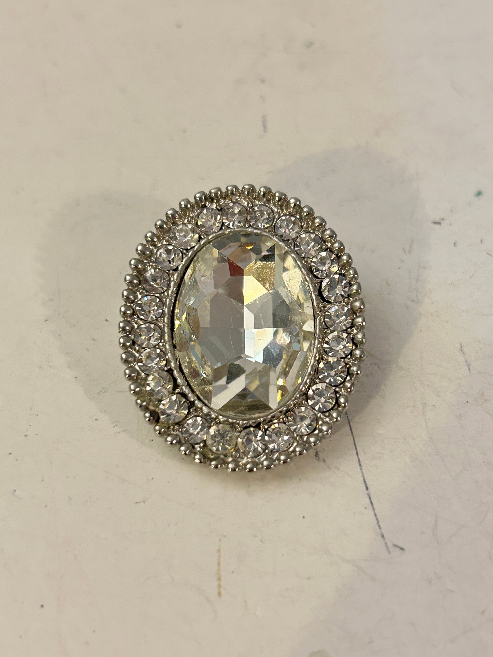 Vintage silver-tone rhinestone statement piece Brooch