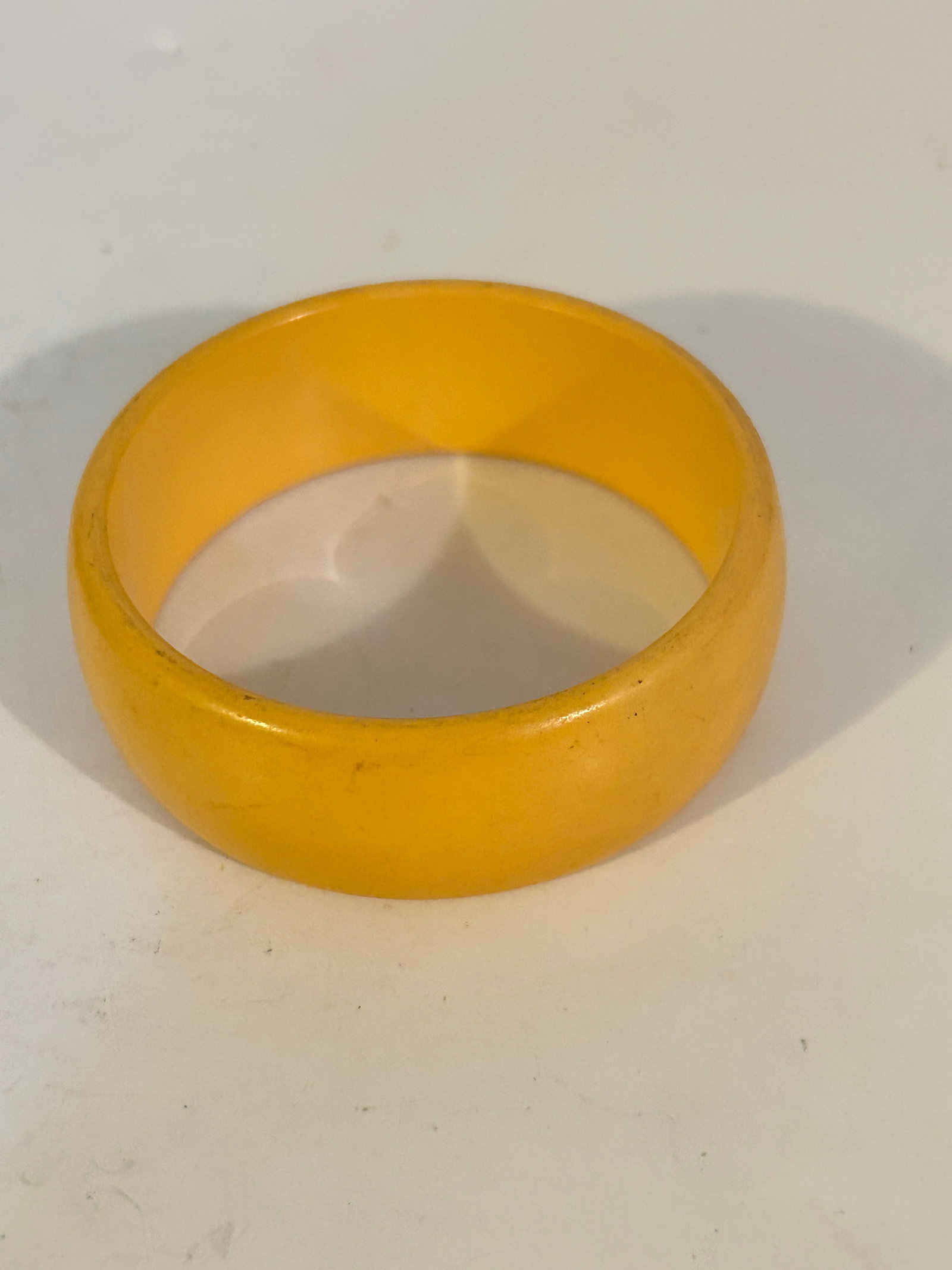 Vintage Egg Yolk Yellow Domed Amber Bakelite Wide Bracelet 7" (1 of 4)