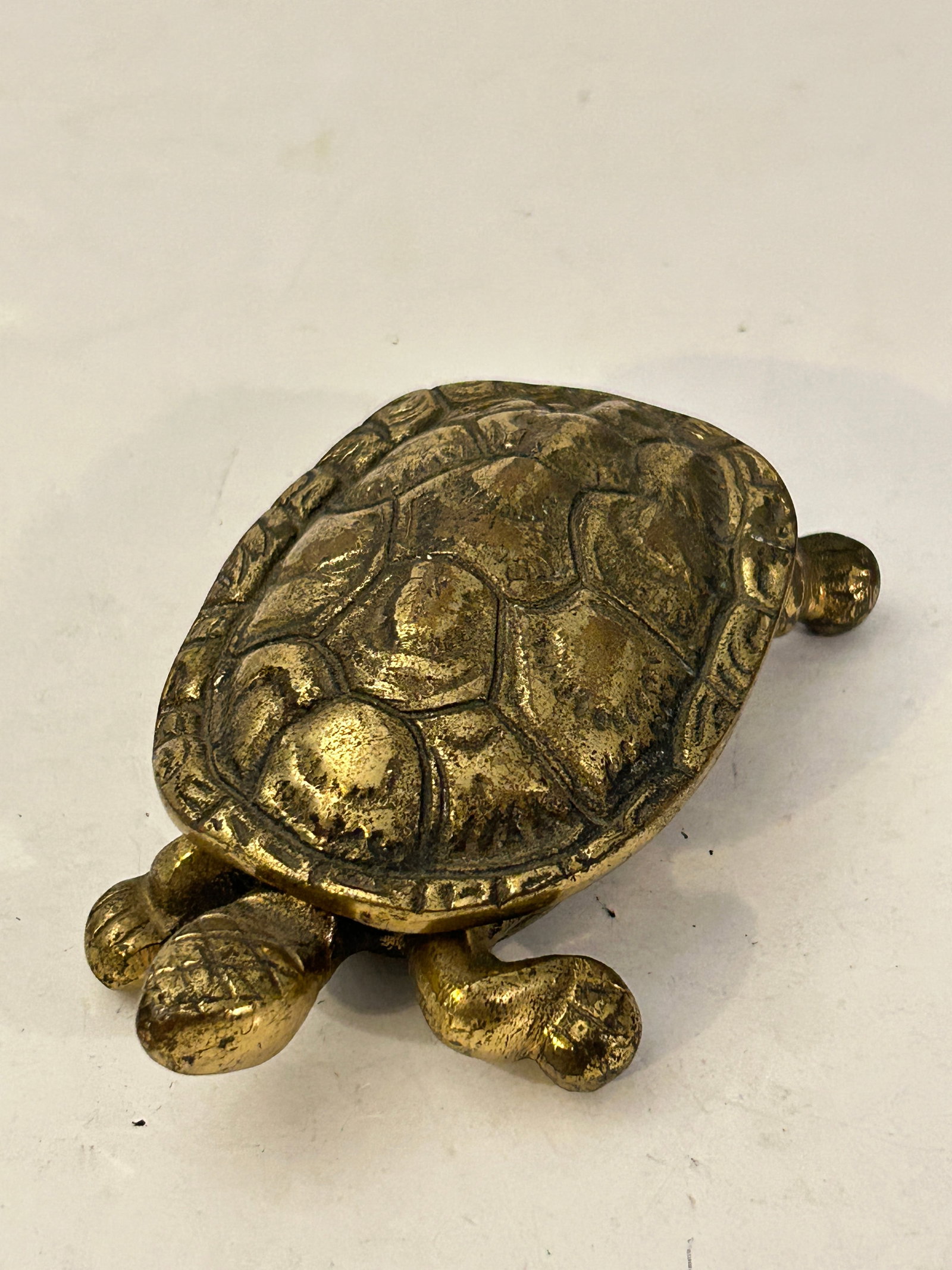 Antique Brass Turtle Tortoise Trinket Jewellery Box Hinged Lid England 4" (1 of 5)