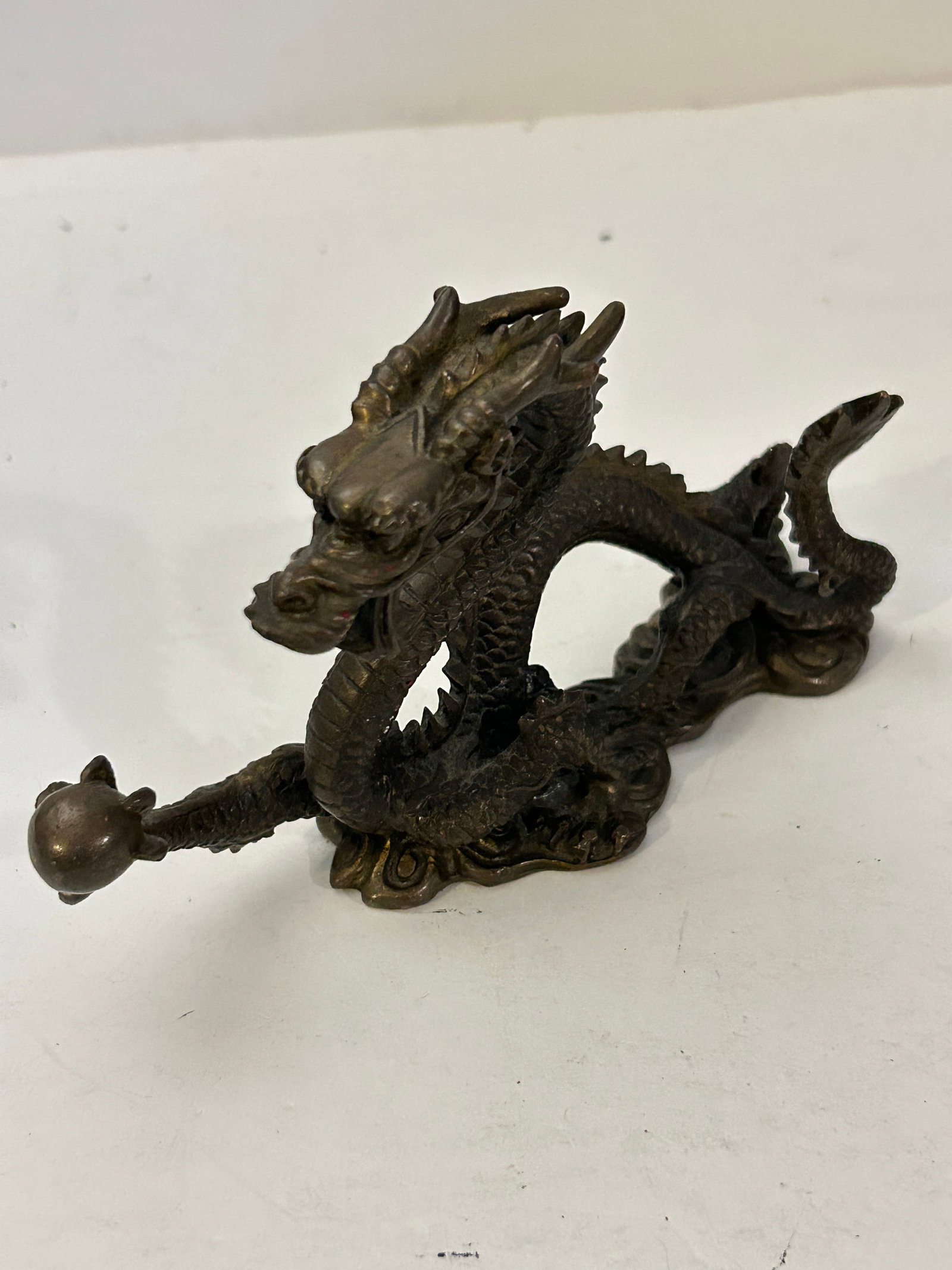 6.5" Chinese Ancient bronze auspicious Feng Shui Dragon statue (1 of 5)