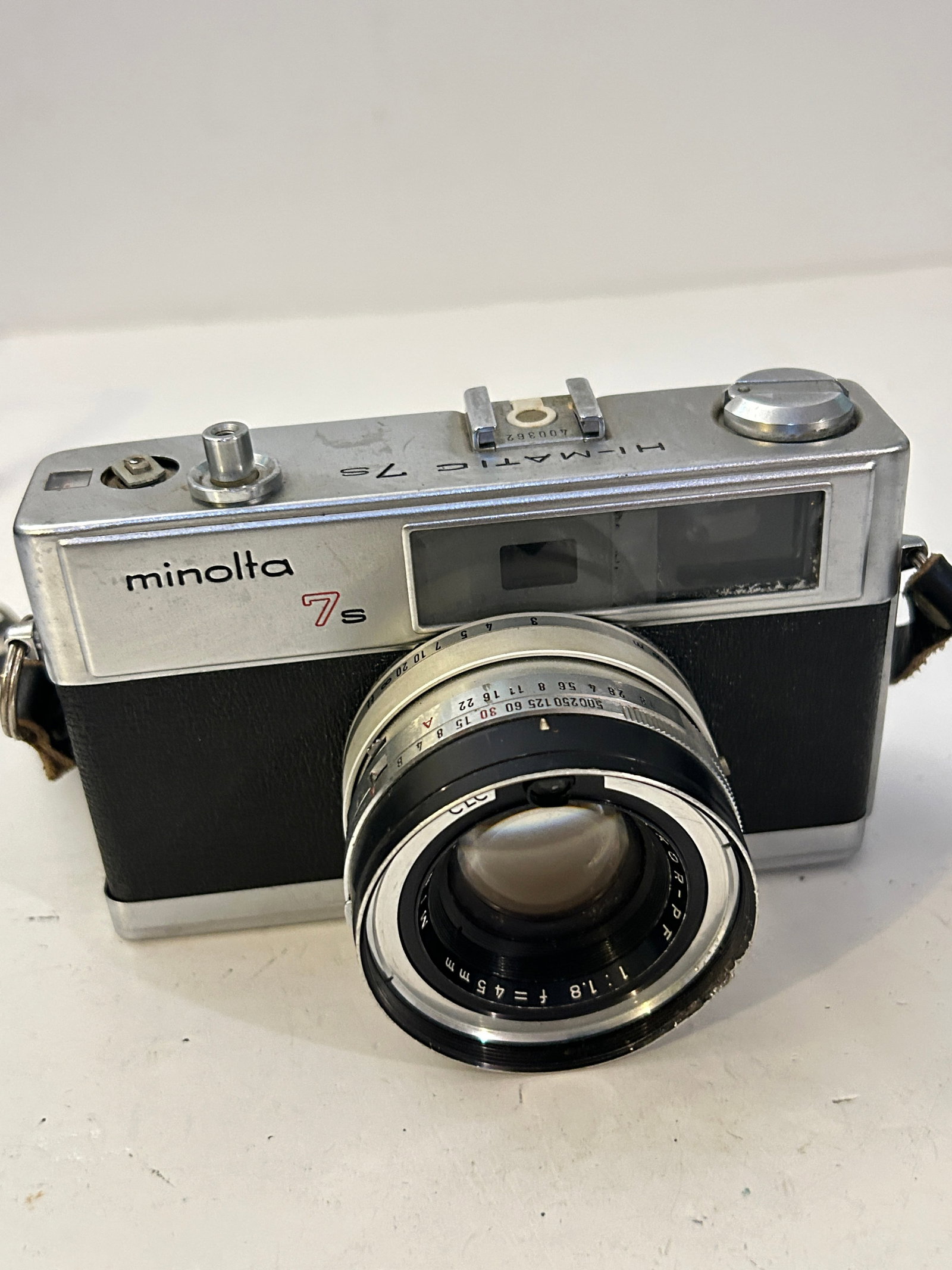 Minolta Hi-Matic 7s 35mm Rangefinder Camera 45mm f/1.8 Rokkor-PF Lens: Minolta Hi-Matic 7s 35mm Rangefinder Camera 45mm f/1.8 Rokkor-PF Lens Please view all photos as they are part of the description and condition of this Item, Feel free to contact me with questions or p