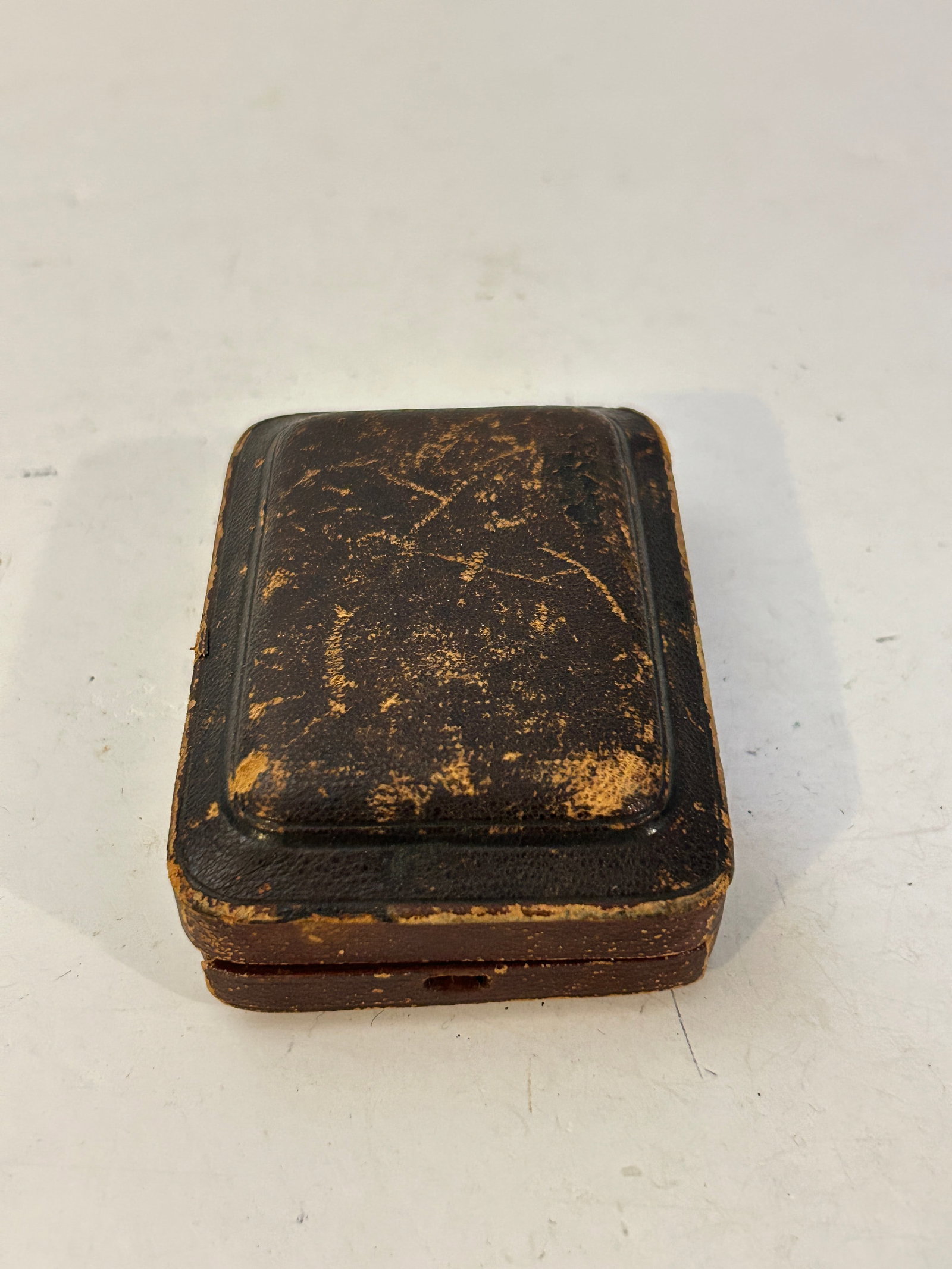 vintage leather-covered presentation box lined with purple velvet: vintage leather-covered presentation box lined with purple velvet Please view all photos as they are part of the description and condition of this Item, Feel free to contact me with questions or pictu