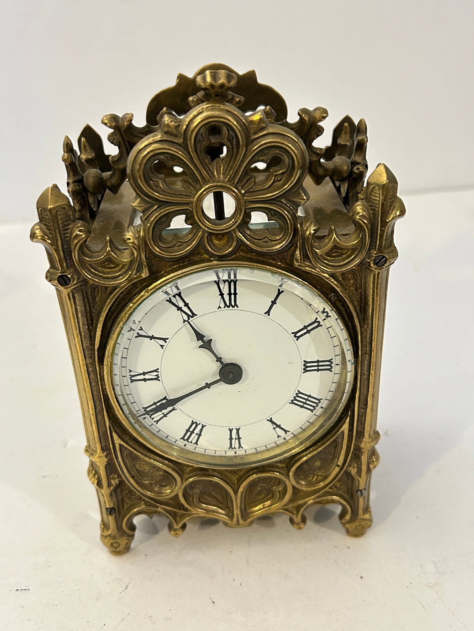 Nice !! French Gothic Revival Bronze Shelf Clock Working (1 of 10)