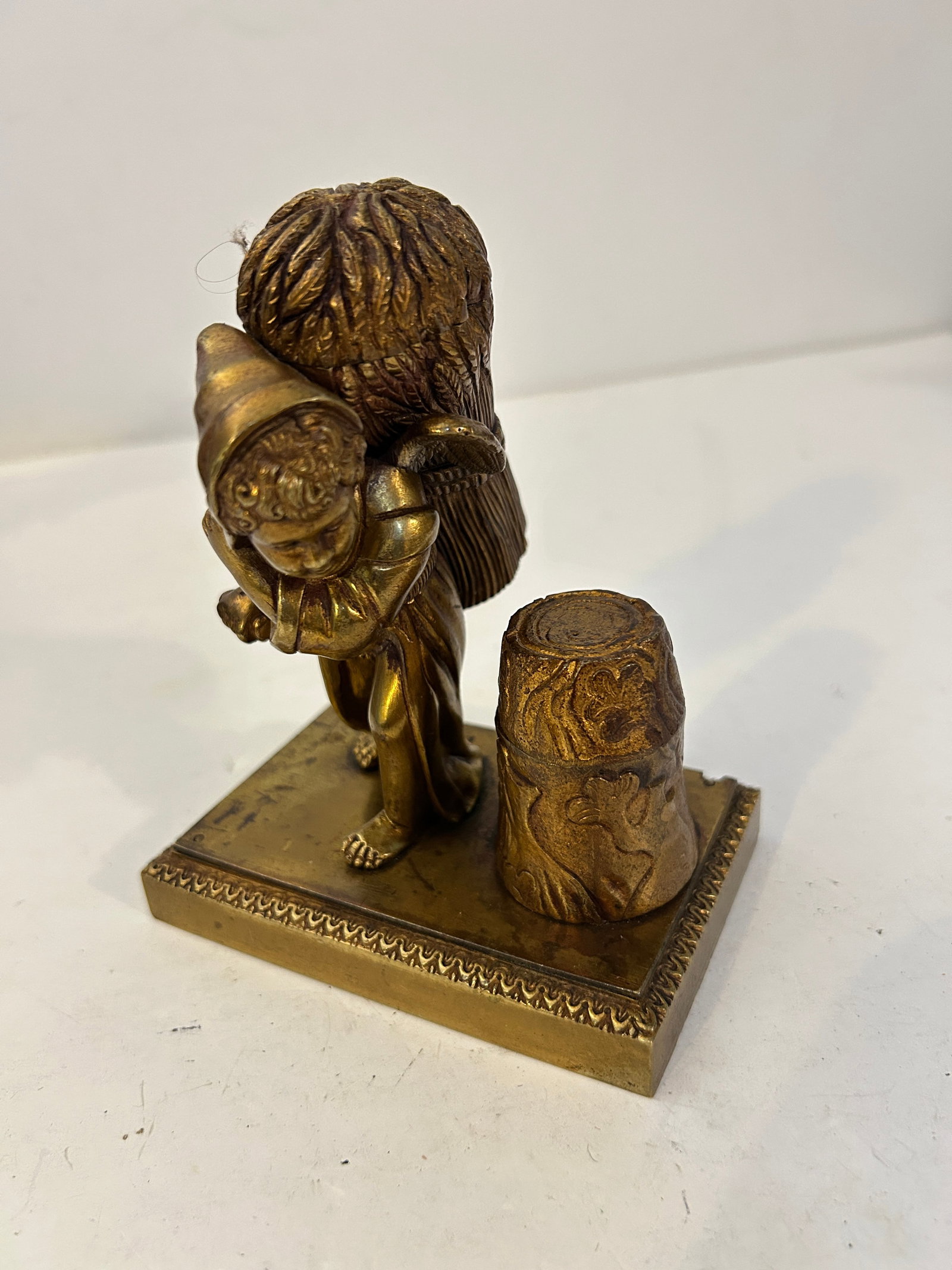 Antique Victorian Gilt Bronze Cherub Inkwell Heavy Metal (1 of 6)