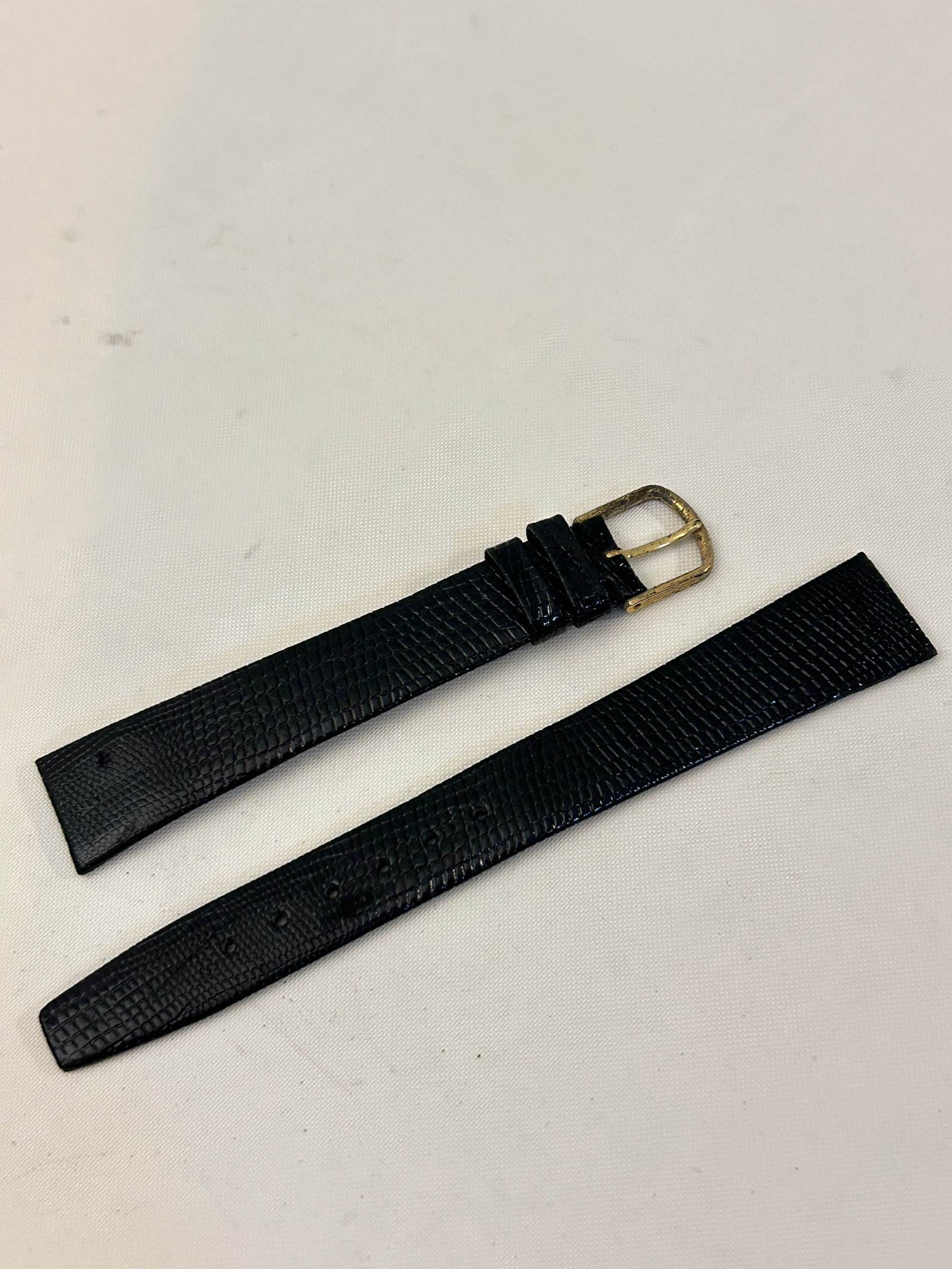 Kreisler Lizard Grain Calfskin 18mm Black Non-Stitch Leather Long Watchband (1 of 4)