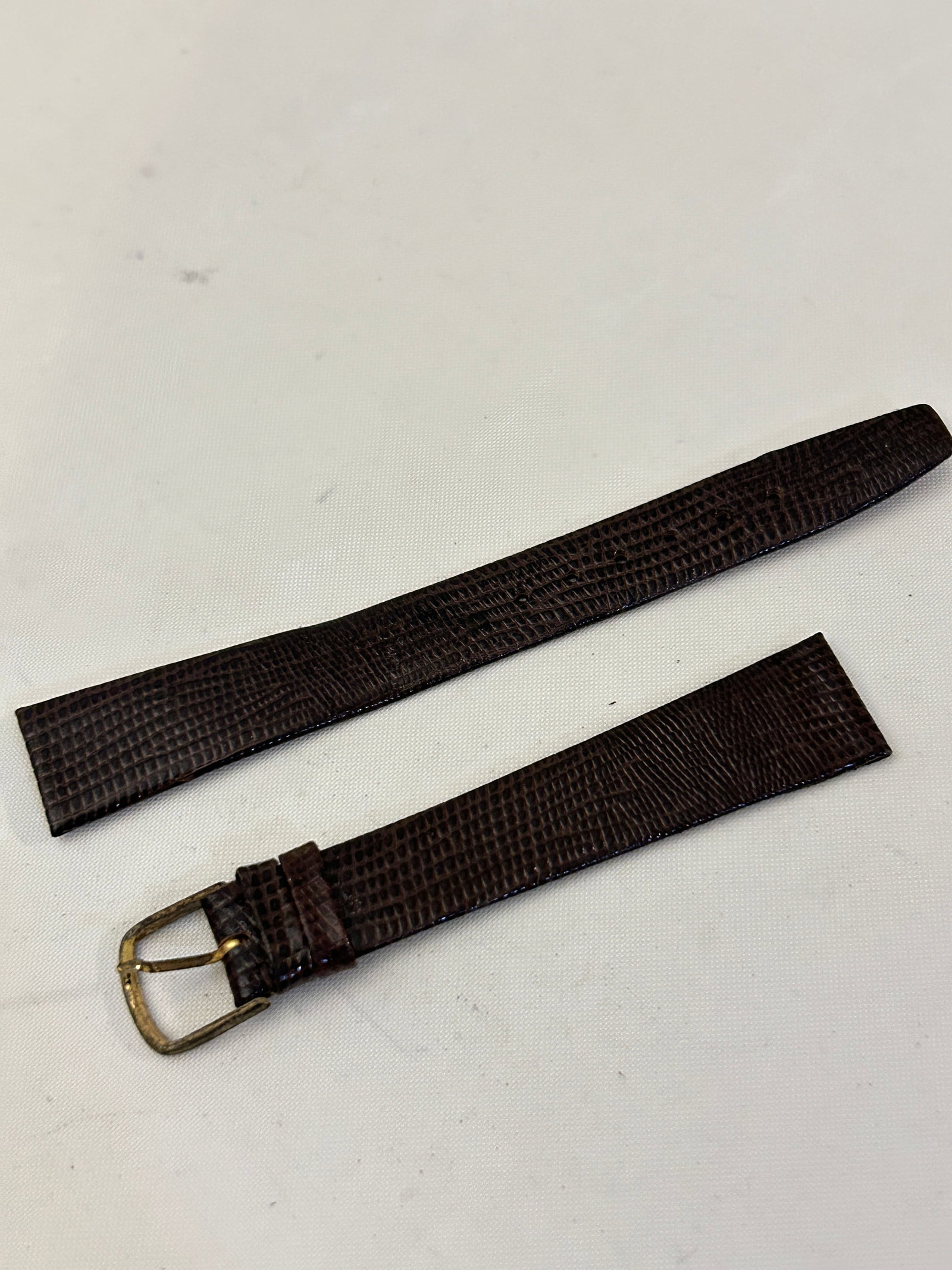 Kreisler Lizard Grain Calfskin 18mm Brown Non-Stitch Leather Long Watchband (1 of 4)