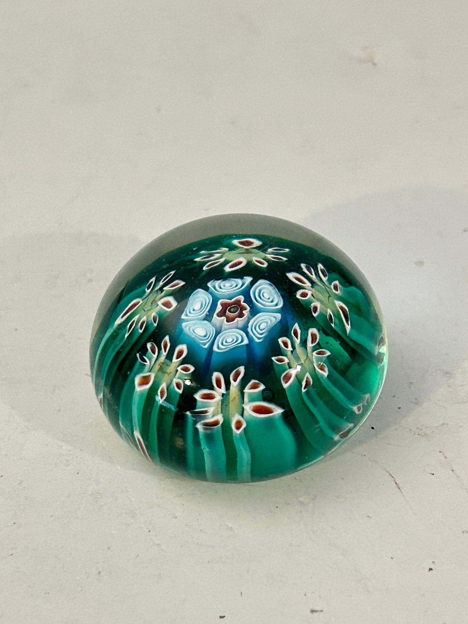 Vintage Murano 1 1/2" Blown Glass Paperweight with Concentric Millefiori: Vintage Murano 1 1/2" Blown Glass Paperweight with Concentric Millefiori Please view all photos as they are part of the description and condition of this Item, Feel free to contact me with questions o