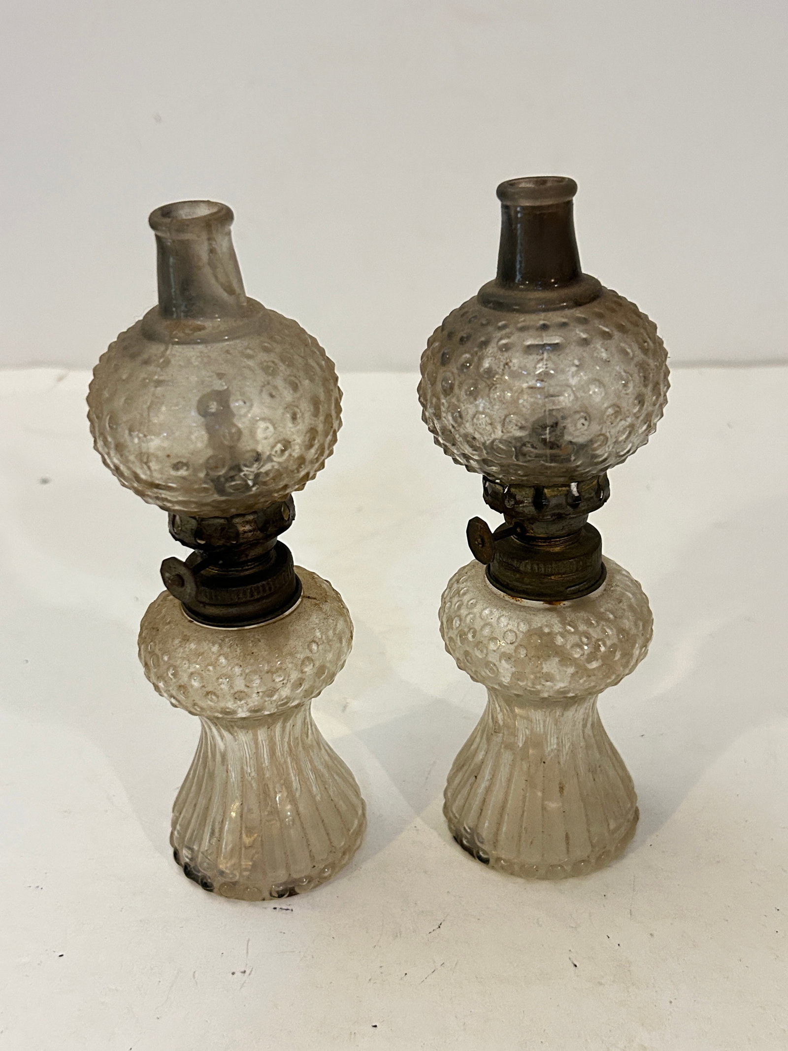 2 - Vtg. Small Glass Oil Lamp Table Lantern Christmas Farmhouse Decor w/Chimney: 2 - Vtg. Small Glass Oil Lamp Table Lantern Christmas Farmhouse Decor w/Chimney Please view all photos as they are part of the description and condition of this Item, Feel free to contact me with ques