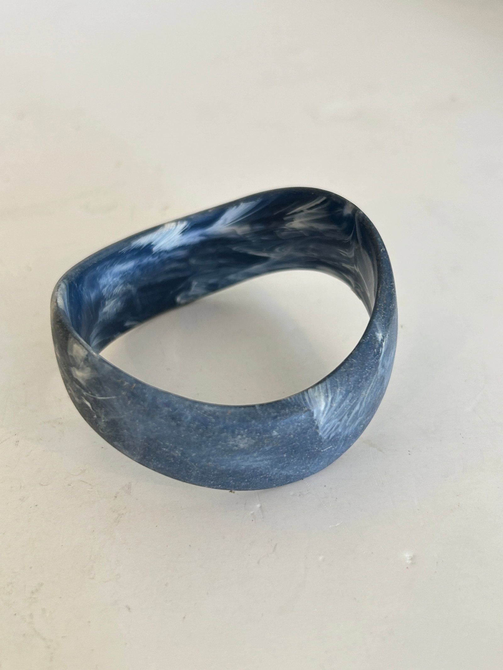 Vintage French Blue Marbled Swirled Molded Plastic Bangle 7": Vintage French Blue Marbled Swirled Molded Plastic Bangle 7" Please view all photos as they are part of the description and condition of this Item, Feel free to contact me with questions or picture re