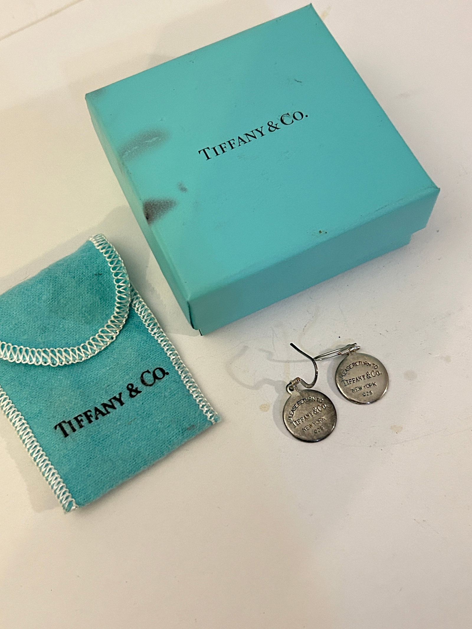 Tiffany & Co. Return to Tiffany Round Sterling Tag Drop Earrings (1 of 5)