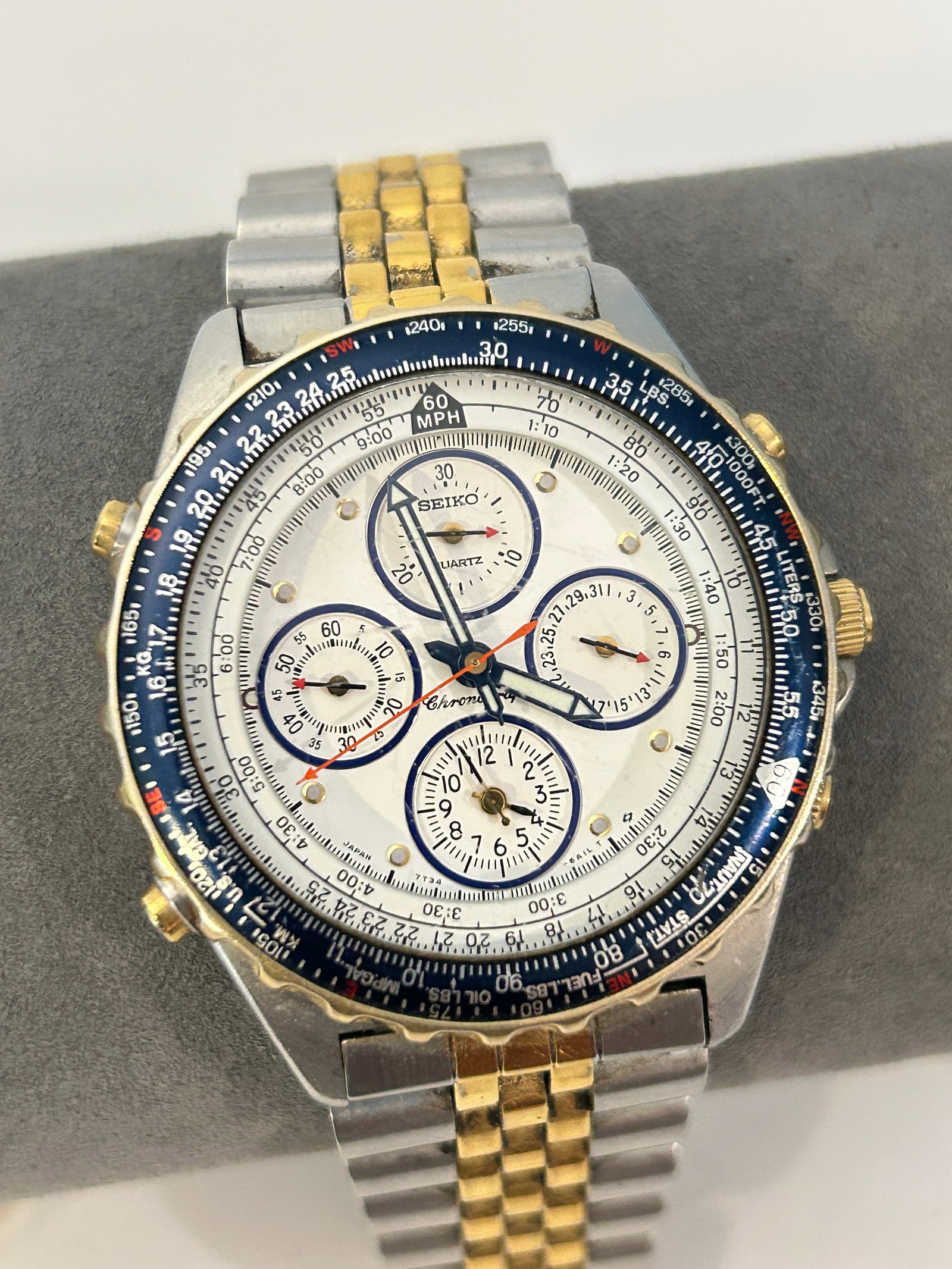Seiko Flightmaster 7T34-6A09 pilot's alarm chronograph watch working Nice!!!: Seiko Flightmaster 7T34-6A09 pilot's alarm chronograph watch working Nice!!! Please view all photos as they are part of the description and condition of this Item, Feel free to contact me with questio