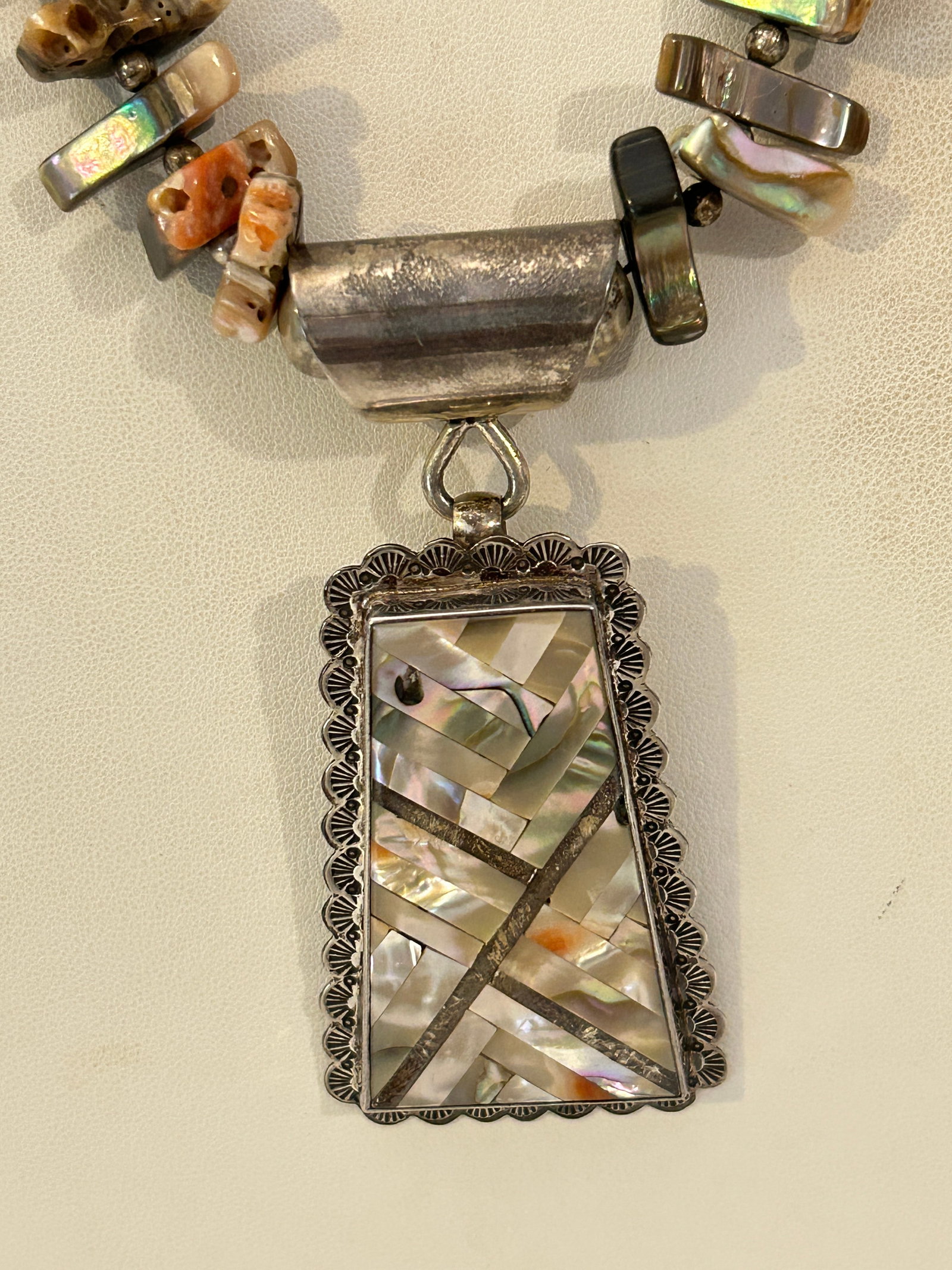 Vintage Sterling Silver RC Vintage Native American Navjo Squash Blossom 23" - 4