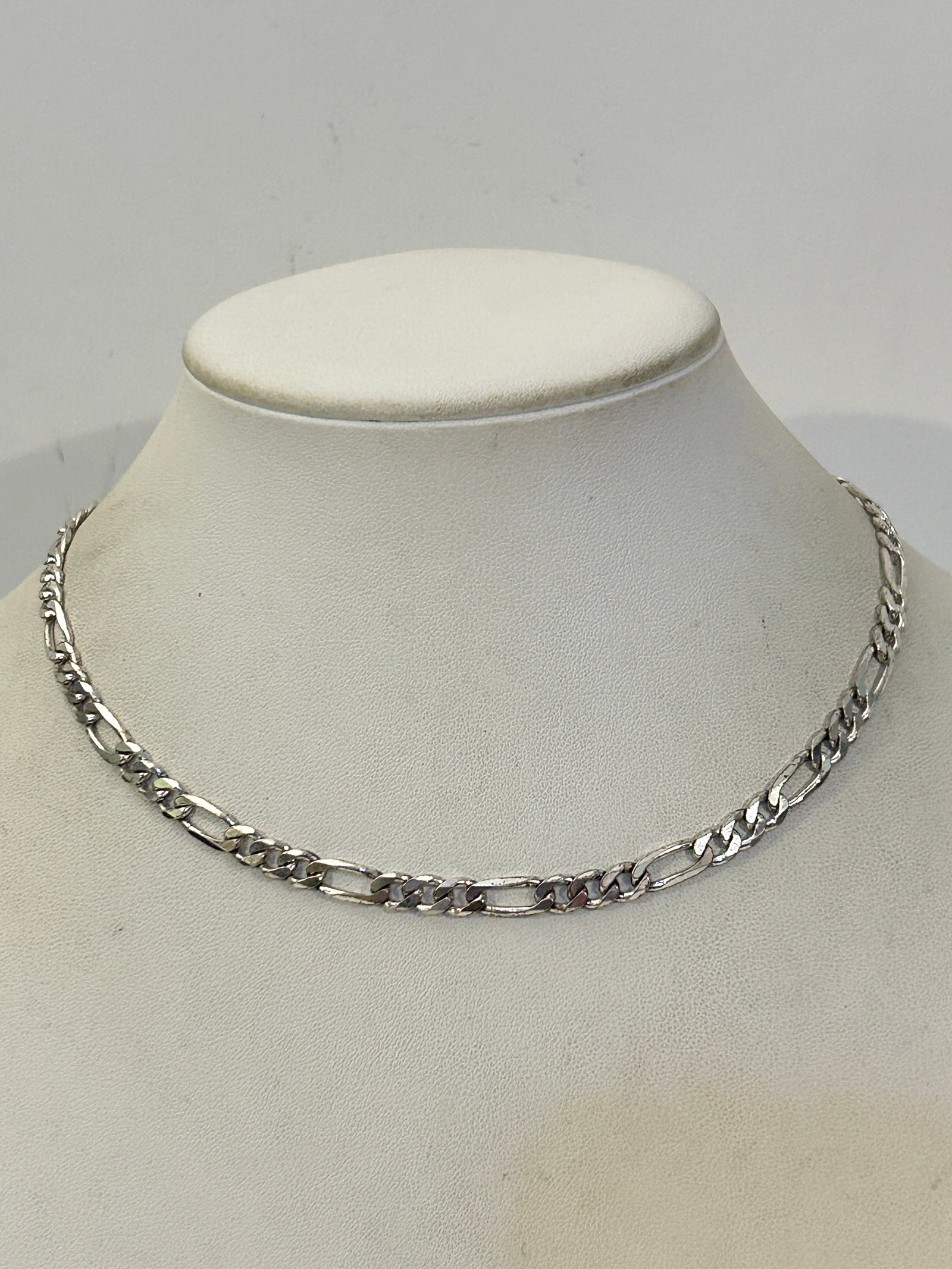 925 Sterling Silver Figaro Link Chain Necklace 16" 20 grams (1 of 7)