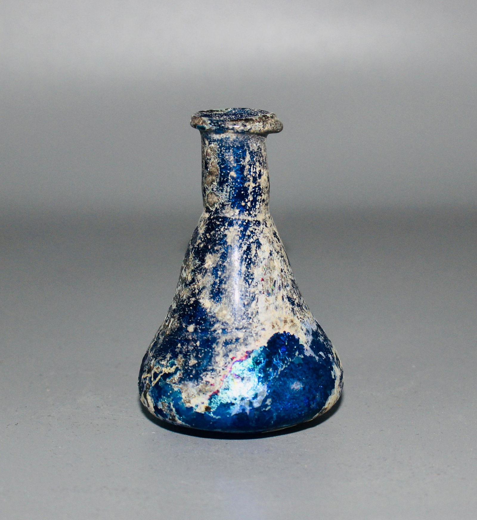 Roman Blue Glass Flask with Iridescence (1 of 8)