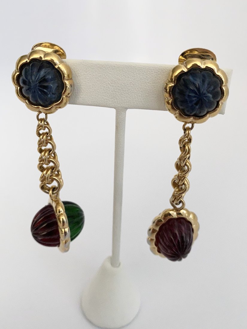 VINTAGE DIOR MOGUL GRIPOIX CHANDELIER LONG EARRINGS (1 of 3)