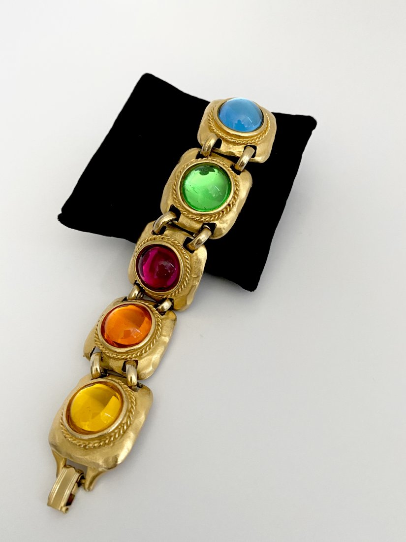 VINTAGE 80'S OVERSIZED CRAFT CABOCHON RUNWAY BRACELET (1 of 2)