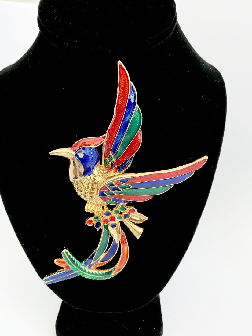VINTAGE 80'S RUNWAY CARNIVAL BIRDS OF PARADISE BROOCH (1 of 3)