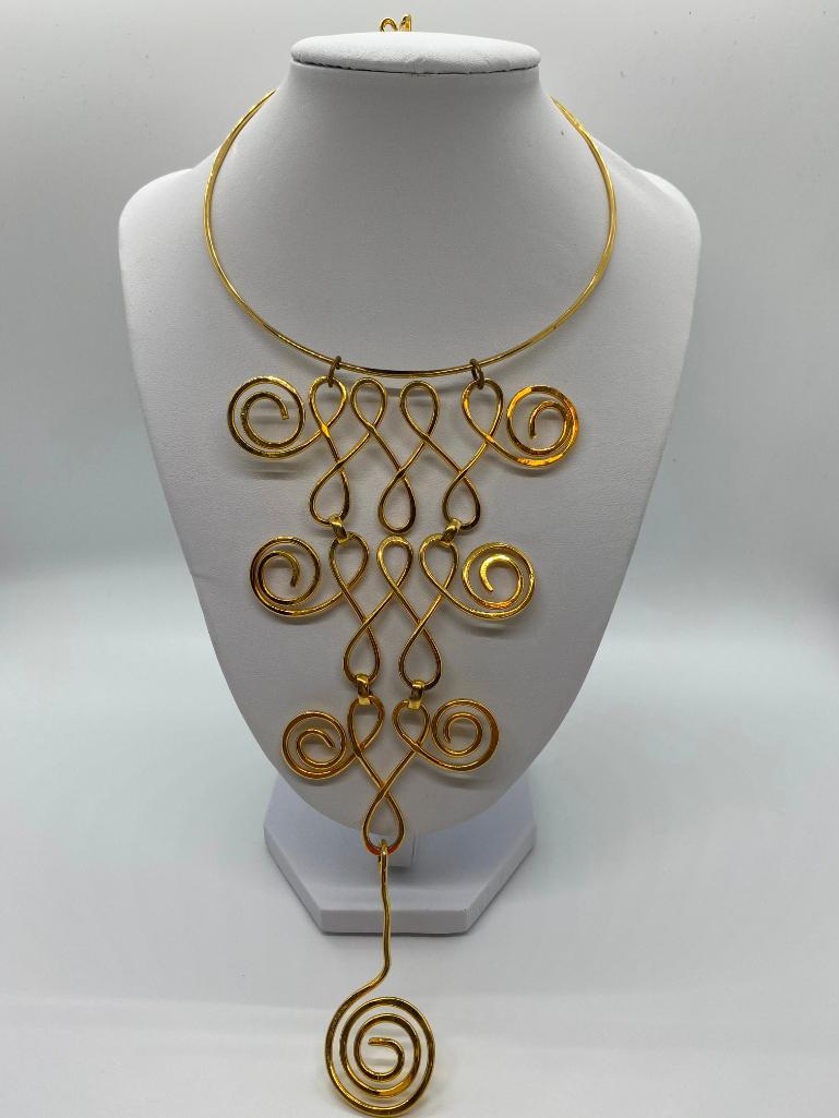 OVERSIZED ART TO WEAR GOLDTONE RUNWAY COLLIER DE CHEIN (1 of 4)