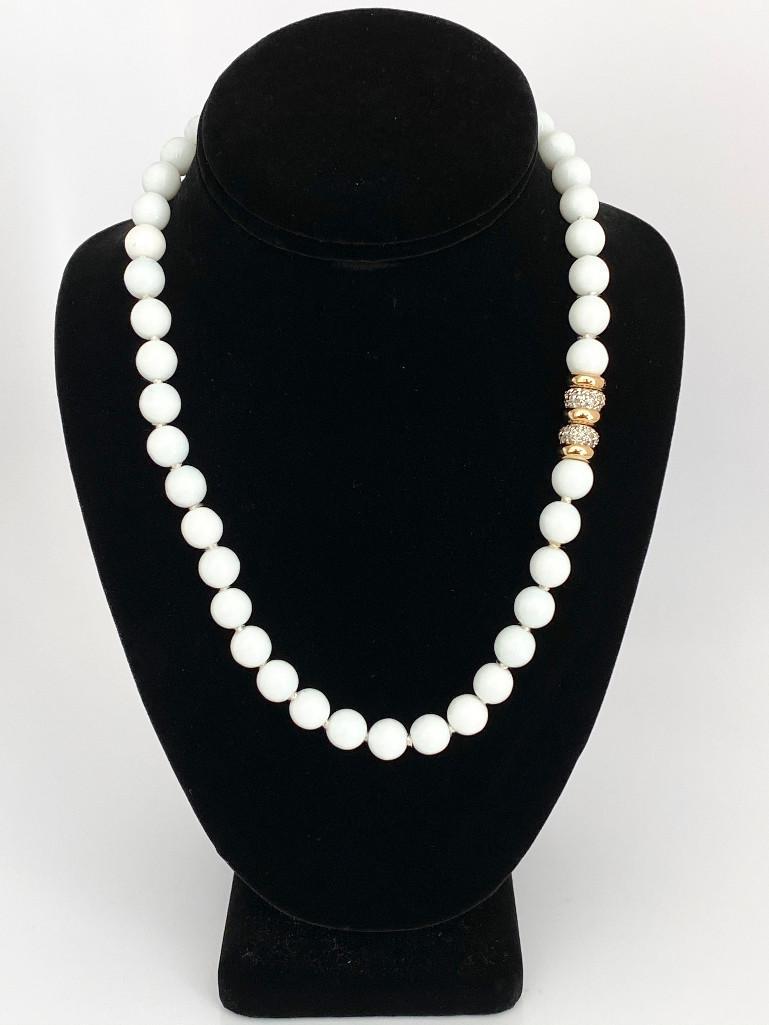 VINTAGE SIGNED JUDITH LEIBER WHITE ONYX JEWEL NECKLACE (1 of 3)