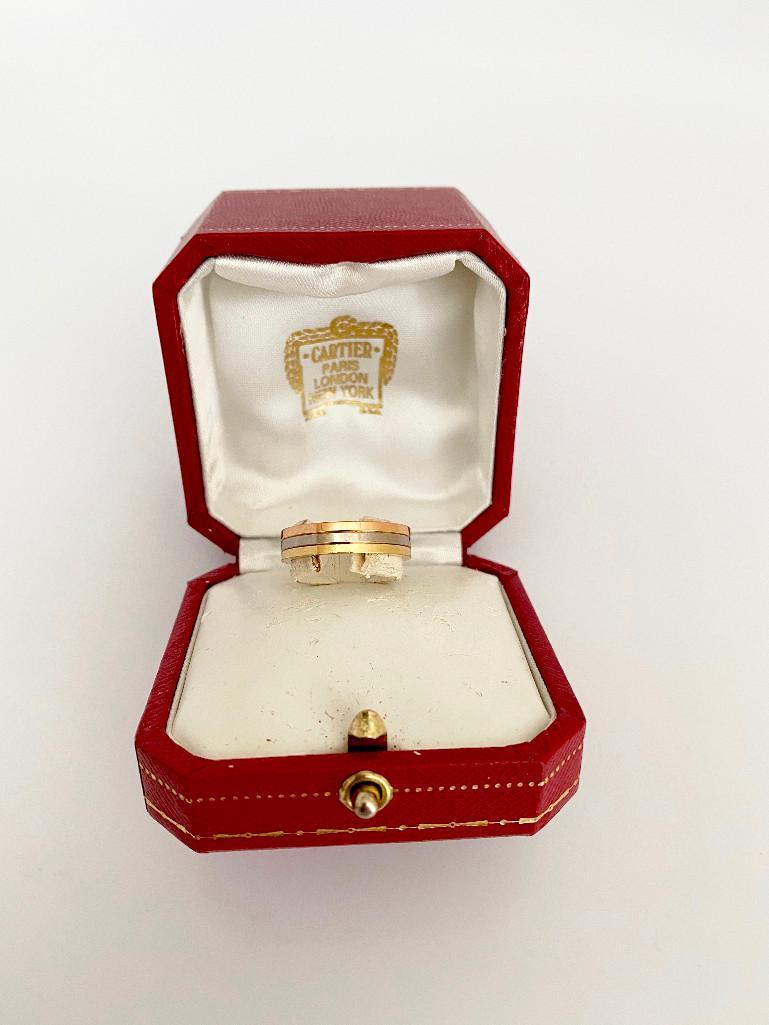 DESIGNER ESTATE SIGNED CARTIER 18K GOLD TRI COLOR RING (1 of 5)