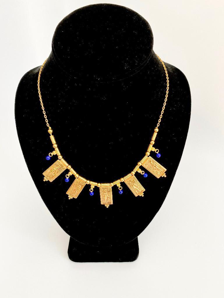 VINTAGE $12K N MARCUS ESTATE 14K GOLD LAPIS NECKLACE (1 of 4)