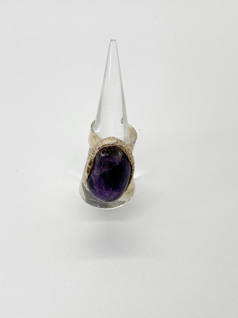 EXCEPTIONAL VINTAGE ARTISAN MADE NATURAL AMETHYST RING (1 of 3)