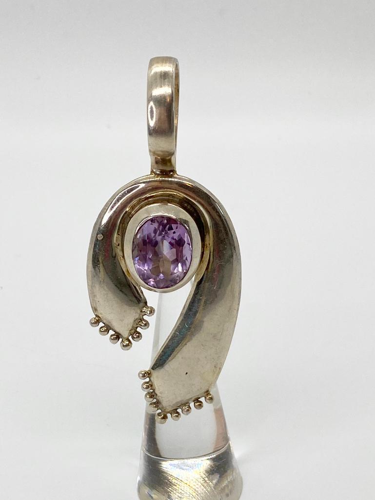 A FREEFORM AMETHYST STERLING HEAVY VINTAGE NECKLACE (1 of 3)