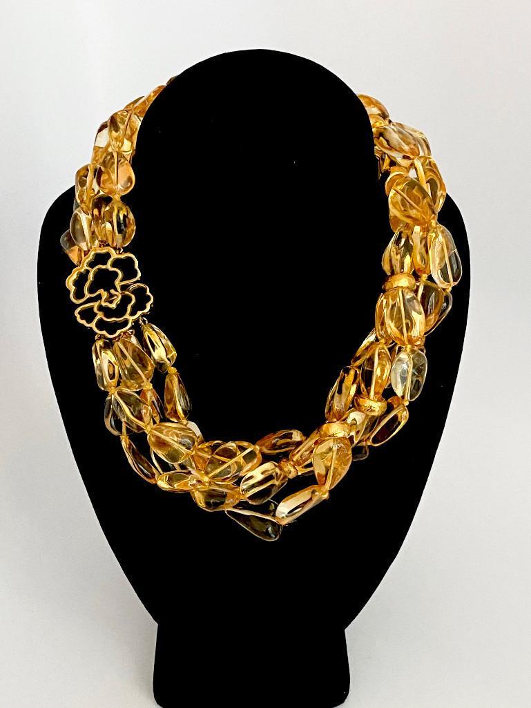 ESTATE SIGNED VINTAGE 18K & 20K GOLD CITRINE NECKLACE (1 of 5)