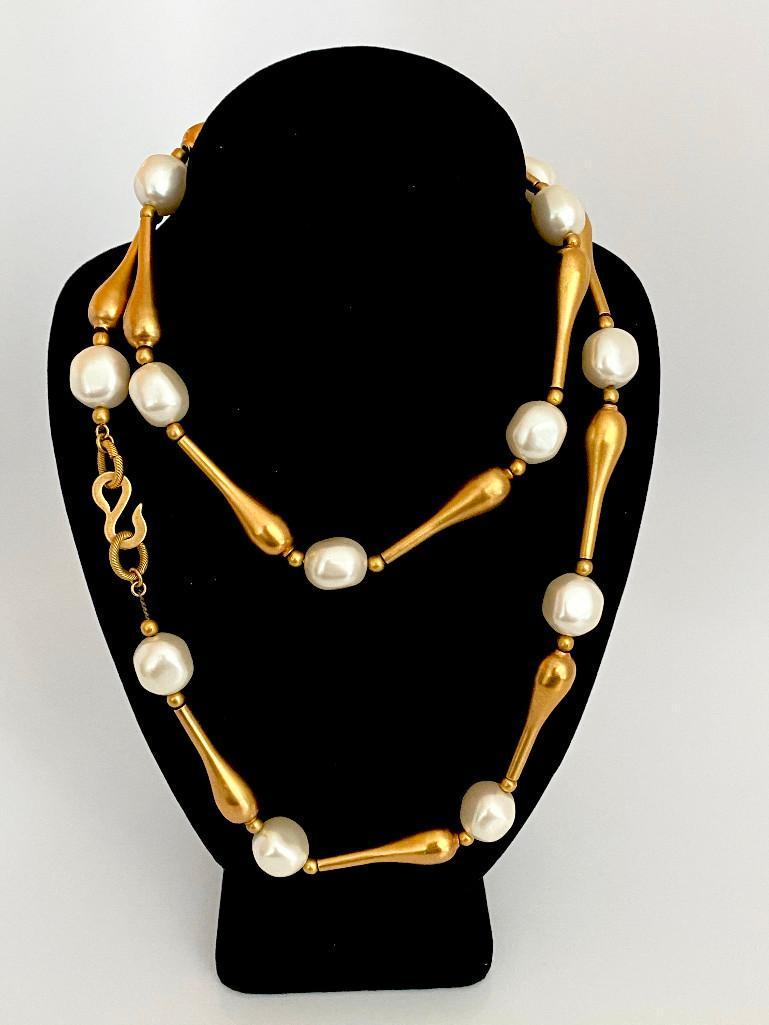 AN EARLY 80S FRENCH RUNWAY 22K GOLD PLATED YSL NECKLACE (1 of 2)