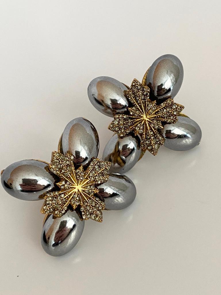 OVERSIZED NEW OLD STOCK 80'S JAY STRONGWATER EARRINGS (1 of 2)