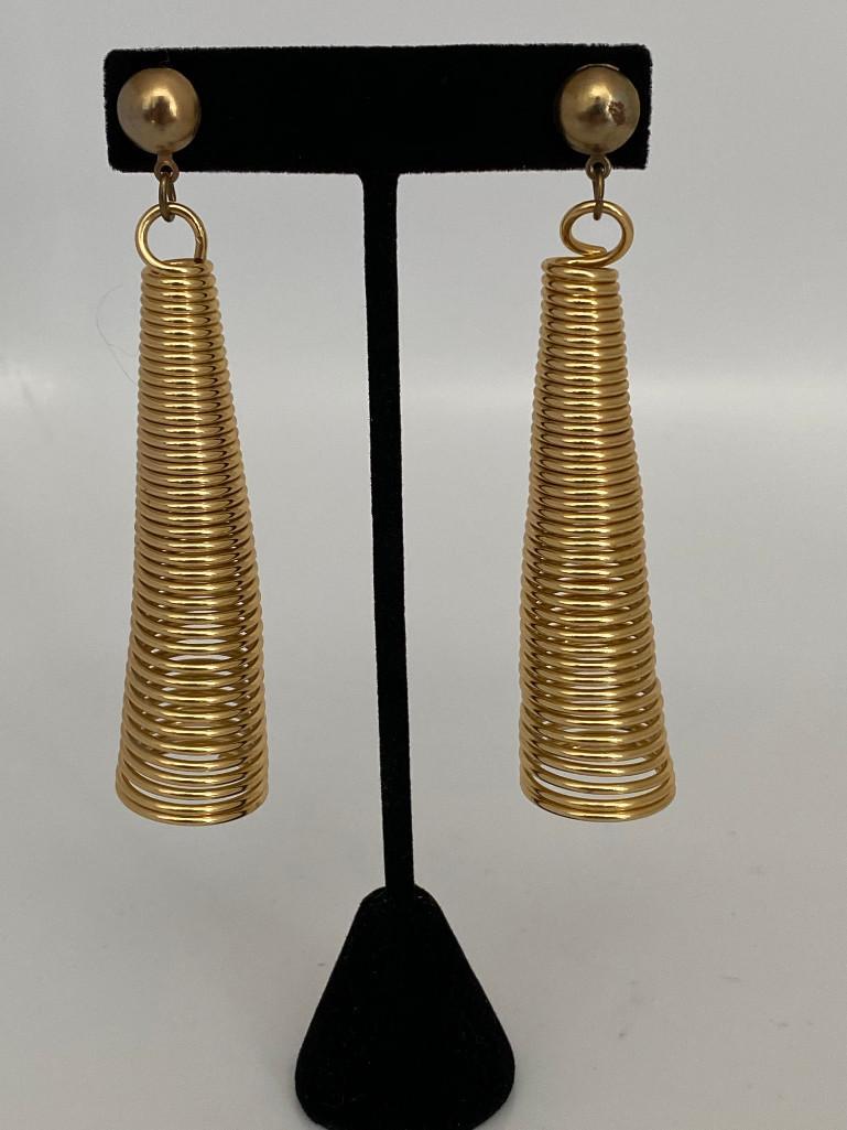 UGO CORREANI FOR VERSACE 80'S SPIRAL SPRING EARRINGS (1 of 2)