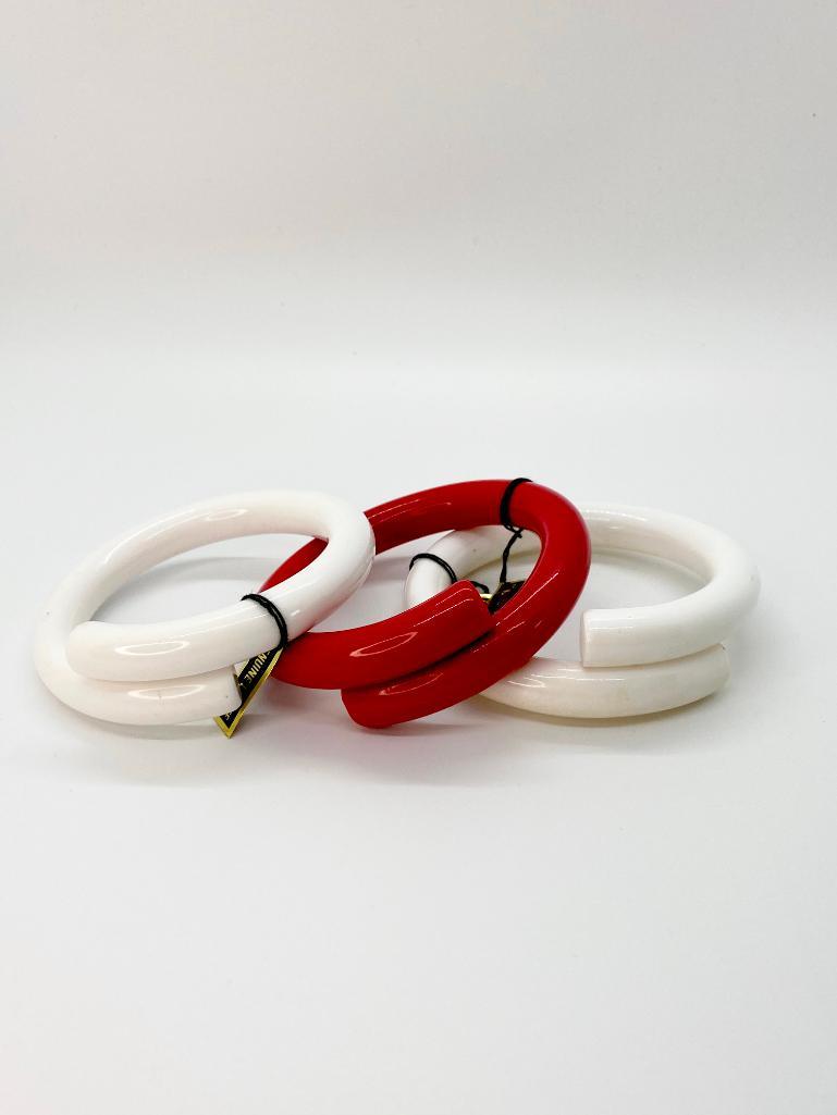 TRIO OF VINTAGE LUCITE GEOMETRIC TUBE BANGLES (1 of 4)