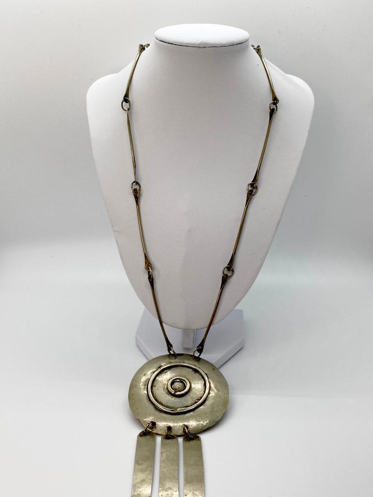 VINTAGE 70S GIANT ARTISAN SIGNED RUNWAY FRENCH NECKLACE (1 of 6)