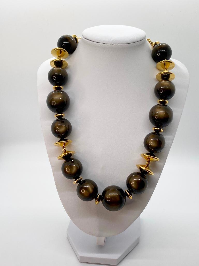 VINTAGE YSL YVES ST LAURENT RUNWAY MOONSTONE NECKLACE (1 of 3)