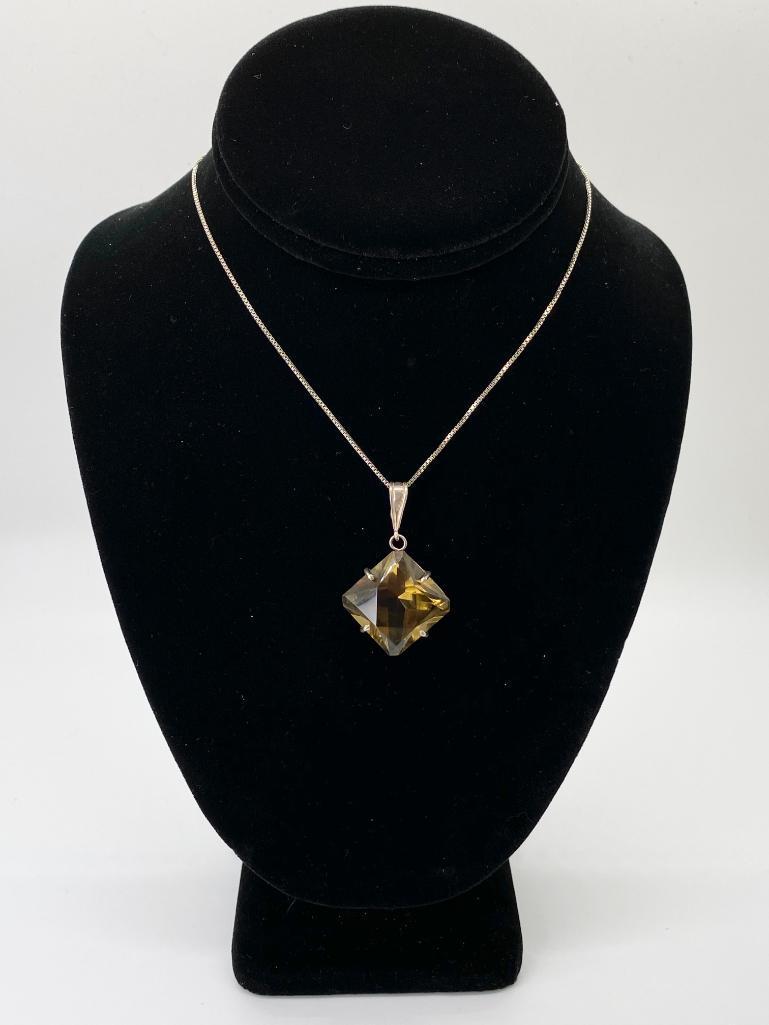 A MASSIVE VINTAGE 80'S STERLING SILVER CITRINE NECKLACE (1 of 4)