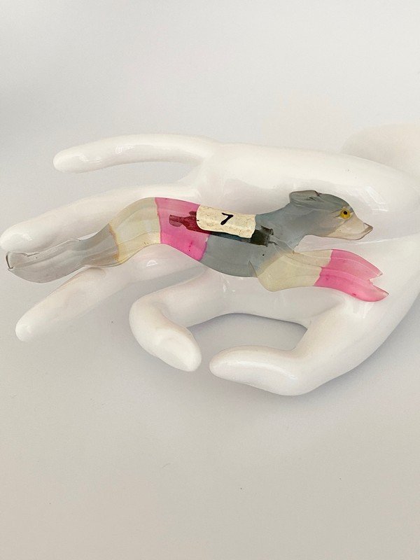 MUSEUM QUALITY TRI COLORED ITALIAN LUCITE GREYHOUND DOG (1 of 2)