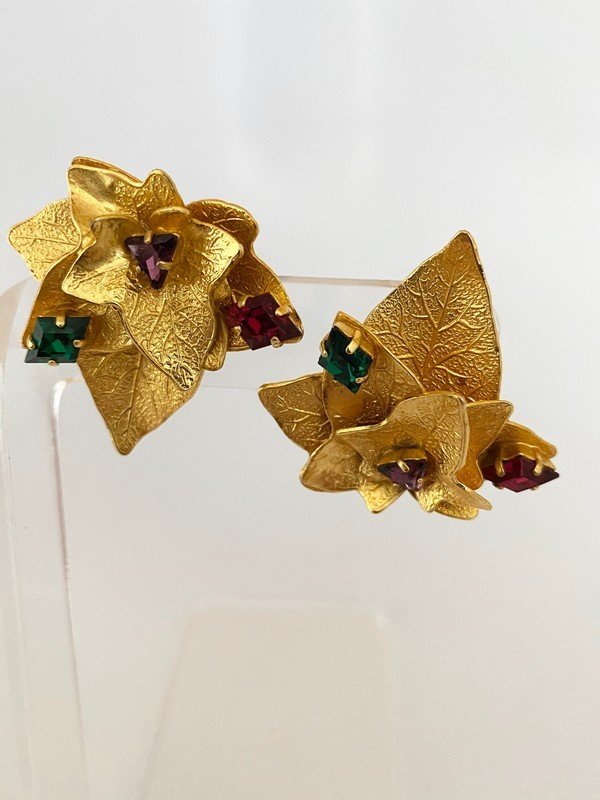 VINTAGE DOMINIQUE AURIENTIS PARIS JEWELED EARRINGS (1 of 3)