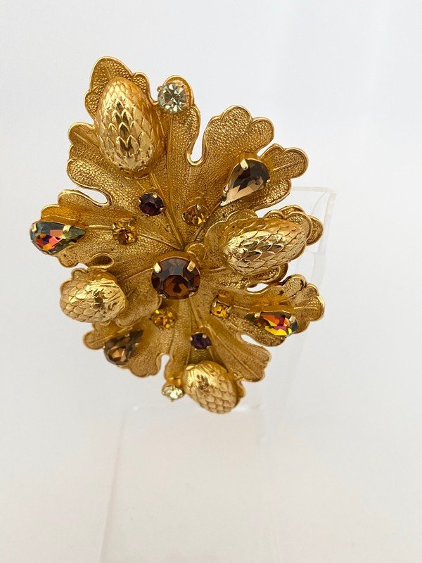 OVERSIZED DOMINIQUE AURIENTIS PARIS JEWELED BROOCH PIN (1 of 2)