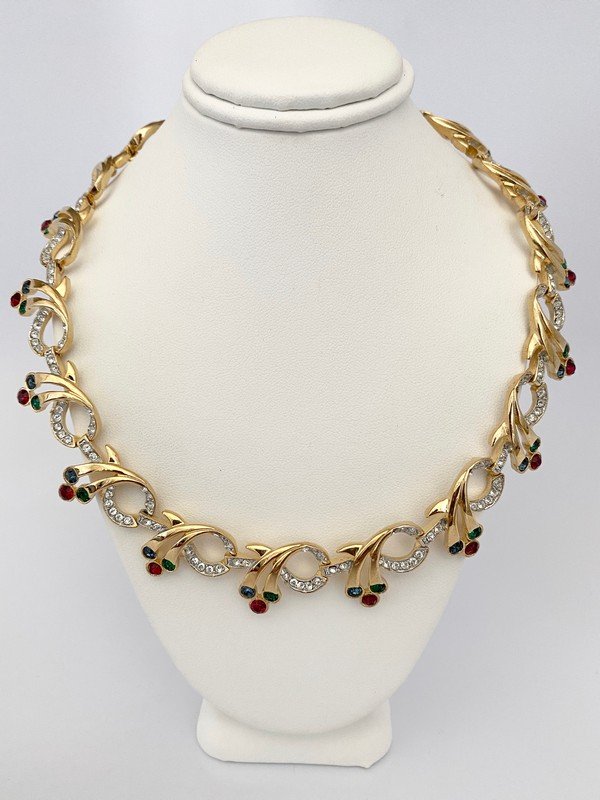 VINTAGE CLASSIC RUBY EMERALD SAPPHIRE CRYSTAL CHOKER (1 of 2)