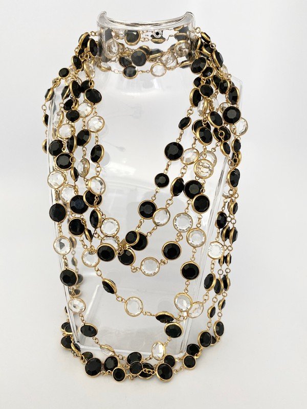 SWARVOSKI VINTAGE BEZEL SET BLACK CHAIN & OTHER CHAINS (1 of 2)
