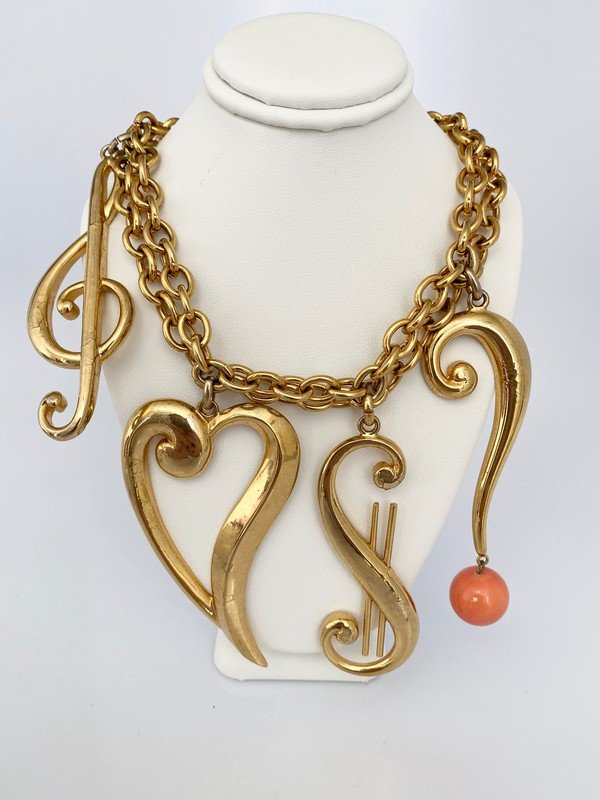 VINTAGE SIGNED MOSCHINO RUNWAY OVERSIZED CHARM NECKLACE (1 of 3)